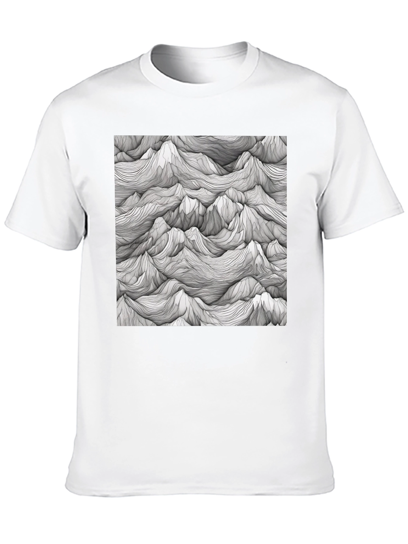 Black Abstract Mountainscape Tee - Graphic Print T-Shirt view 10