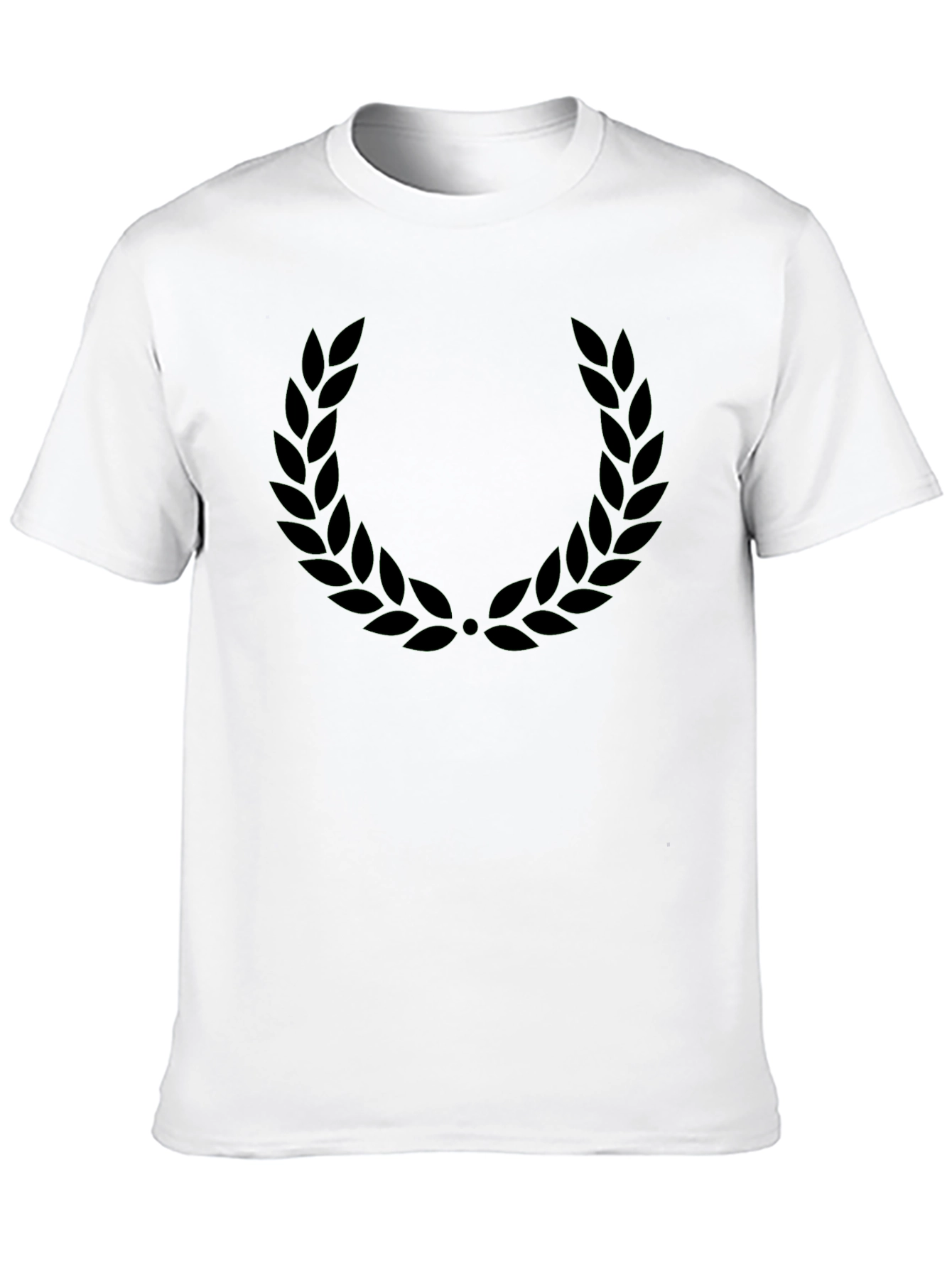 Black Men's Black T-Shirt with Laurel Wreath Design view 10