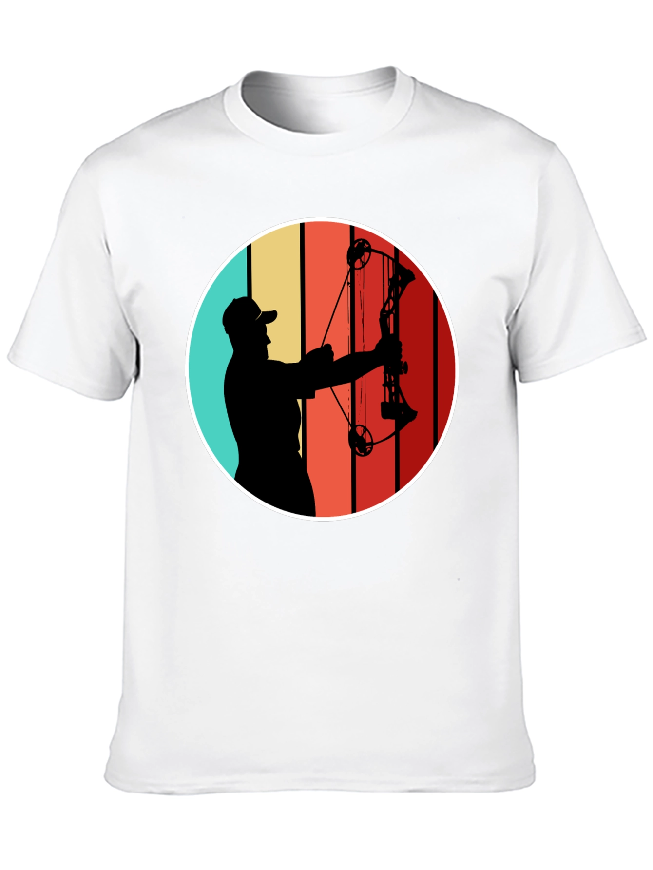 Black Archery Silhouette Tee - Retro Style Bow Hunter T-Shirt view 10