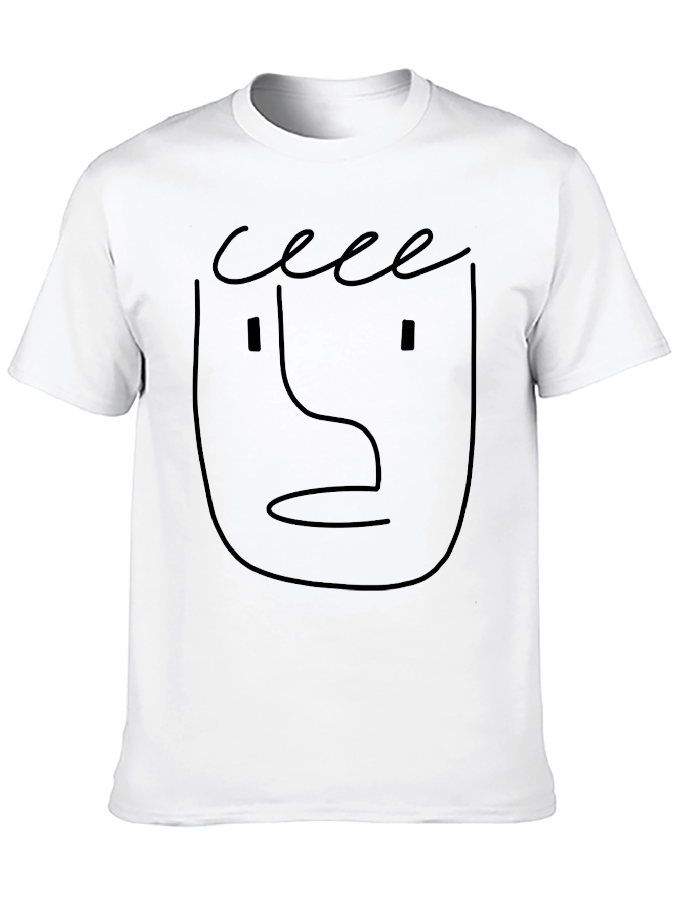 Black Minimalist Face Graphic Tee - Black Cotton T-Shirt view 10