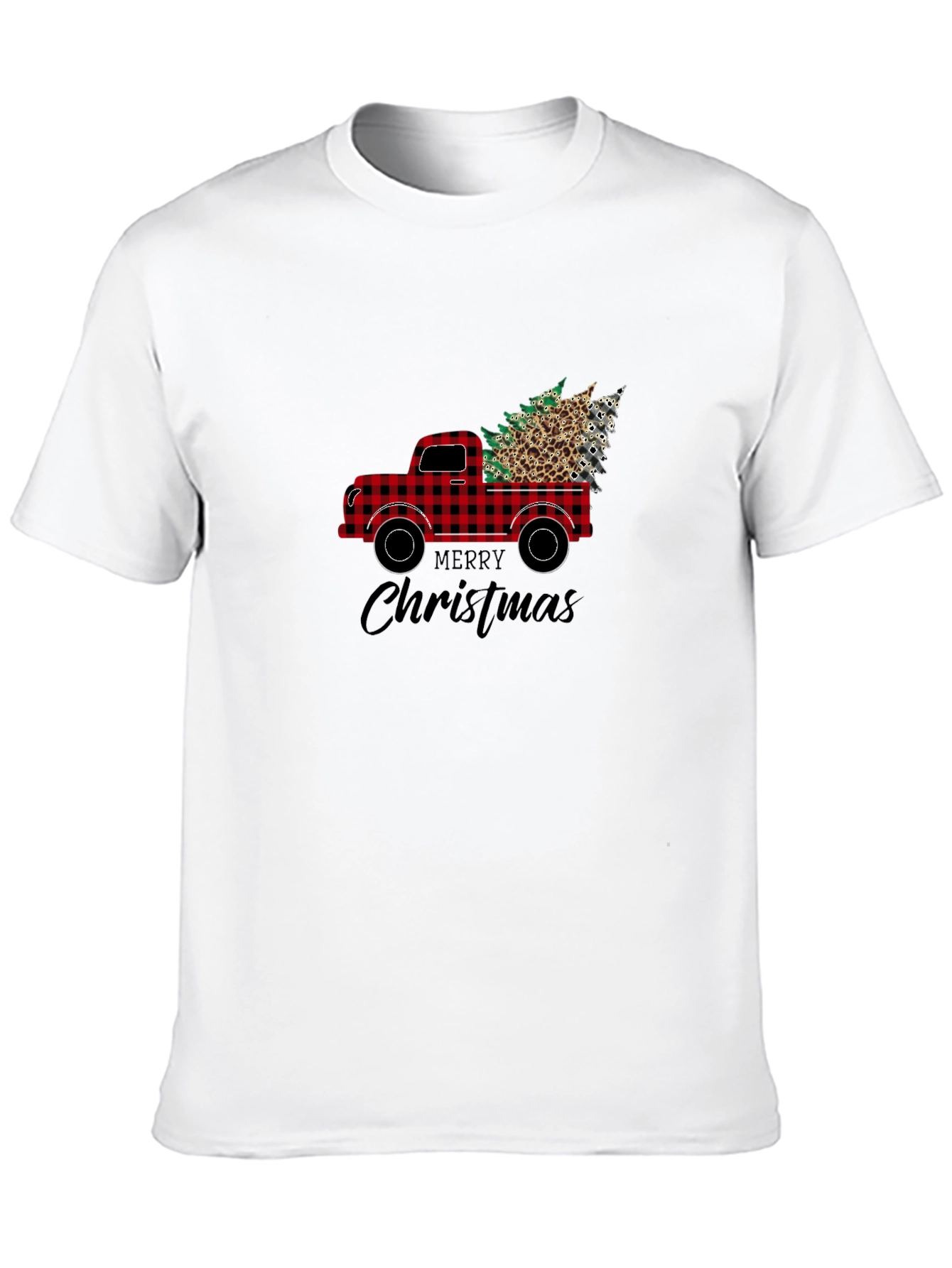 Black Buffalo Plaid Truck Christmas Tee view 10