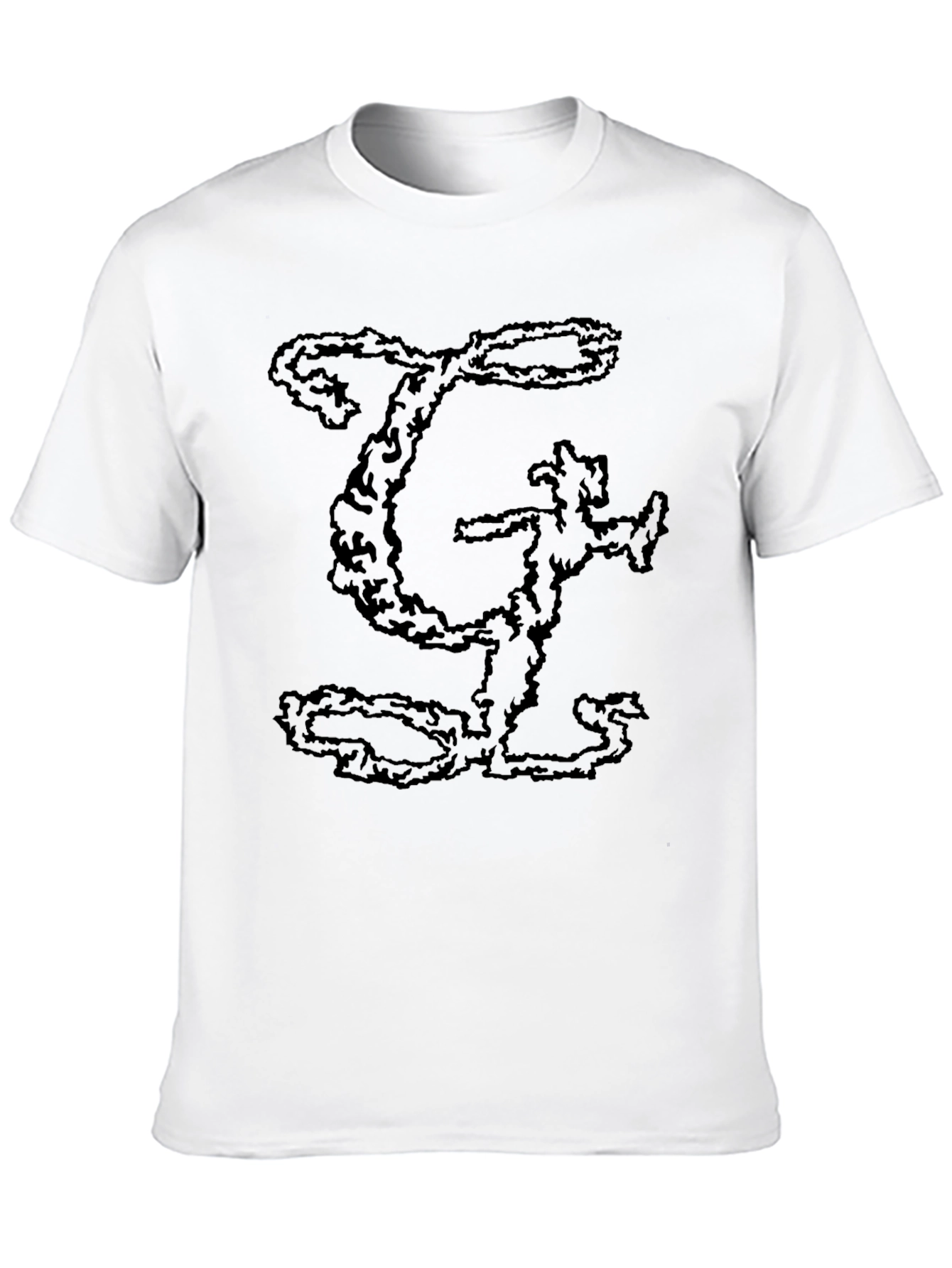 Black Black T-Shirt with Abstract Lettering view 10