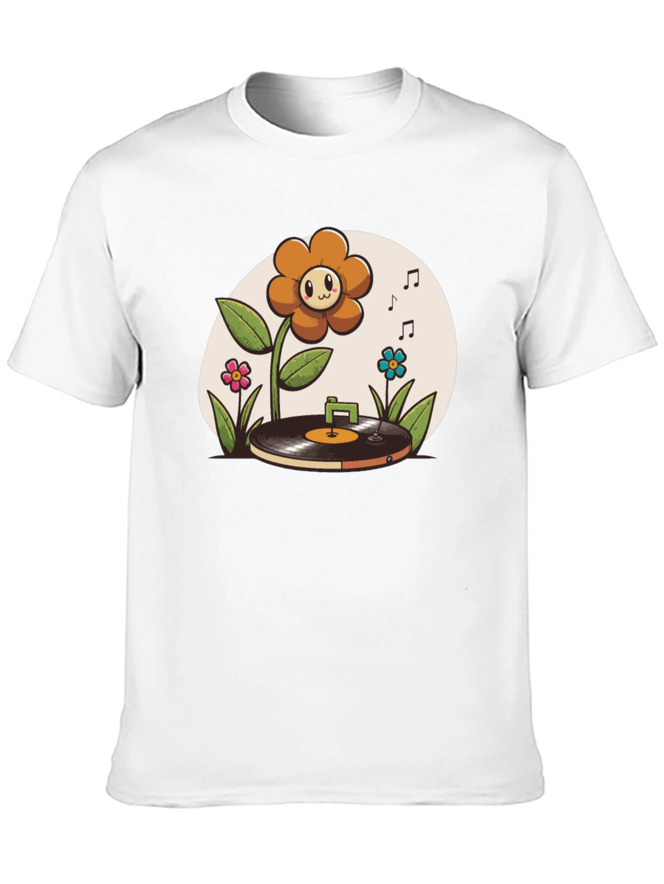 Black Groovy Flower Power Music T-Shirt view 10