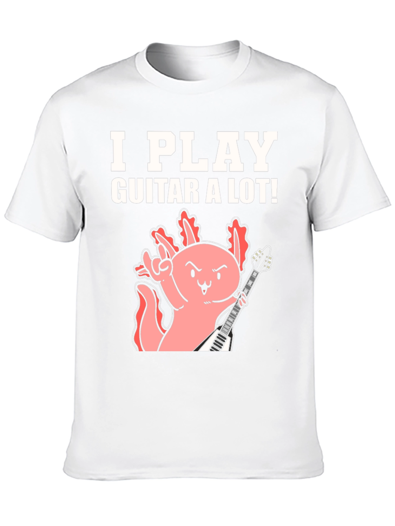 Black I Play Guitar A Lot! Axolotl Musician Graphic Tee view 10