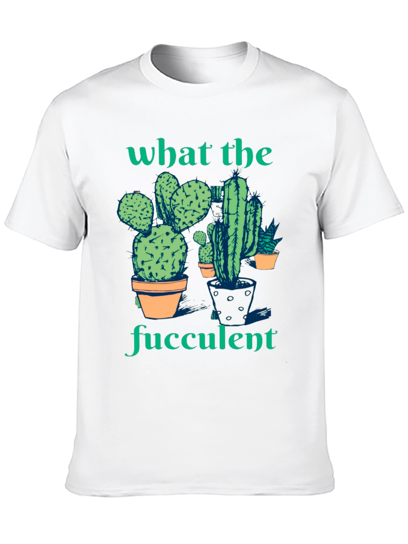 Black What the Fucculent Cactus Humor Graphic T-Shirt view 10