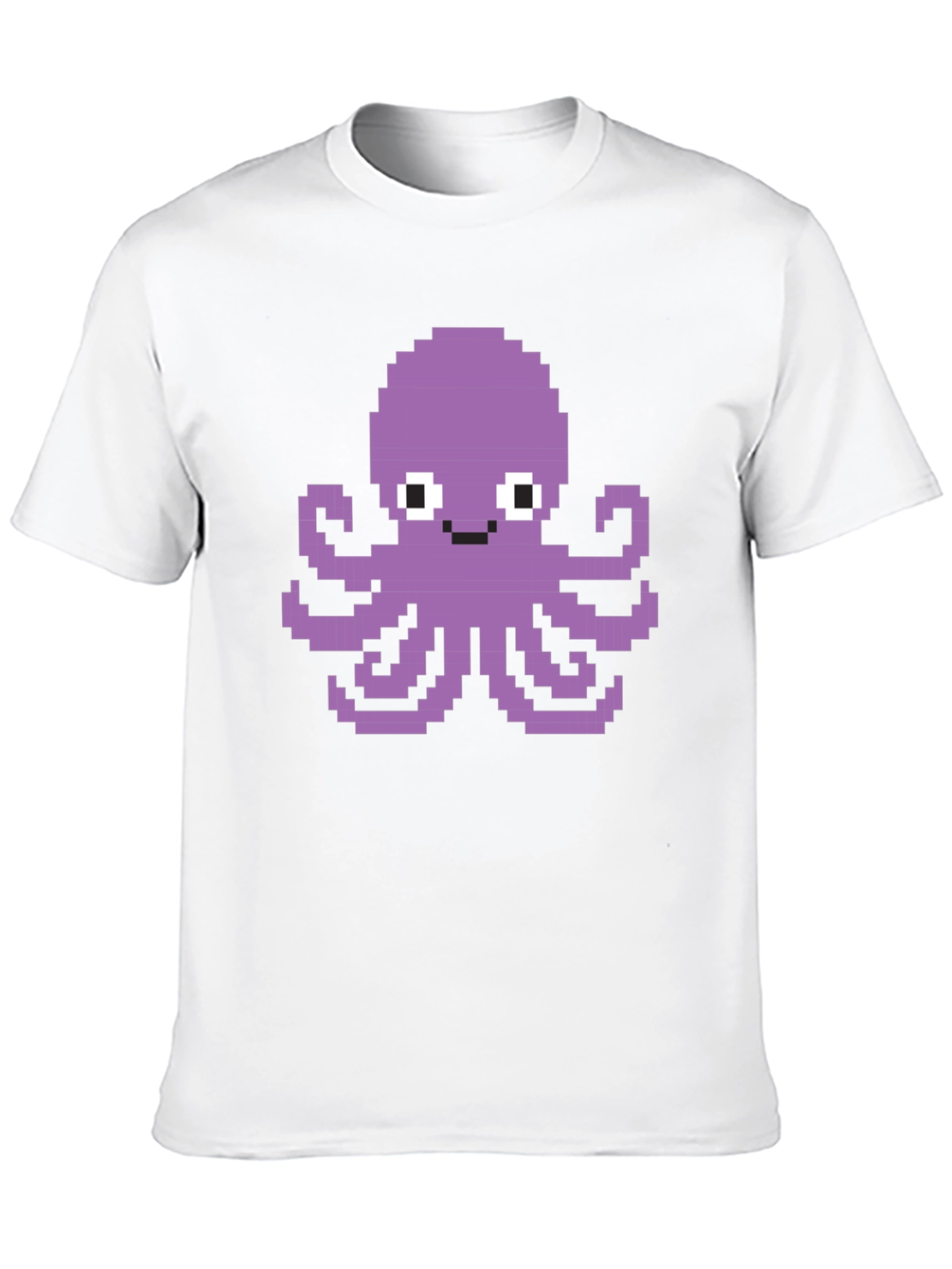 Black Pixel Octopus Graphic Tee - Black Cotton T-Shirt view 10