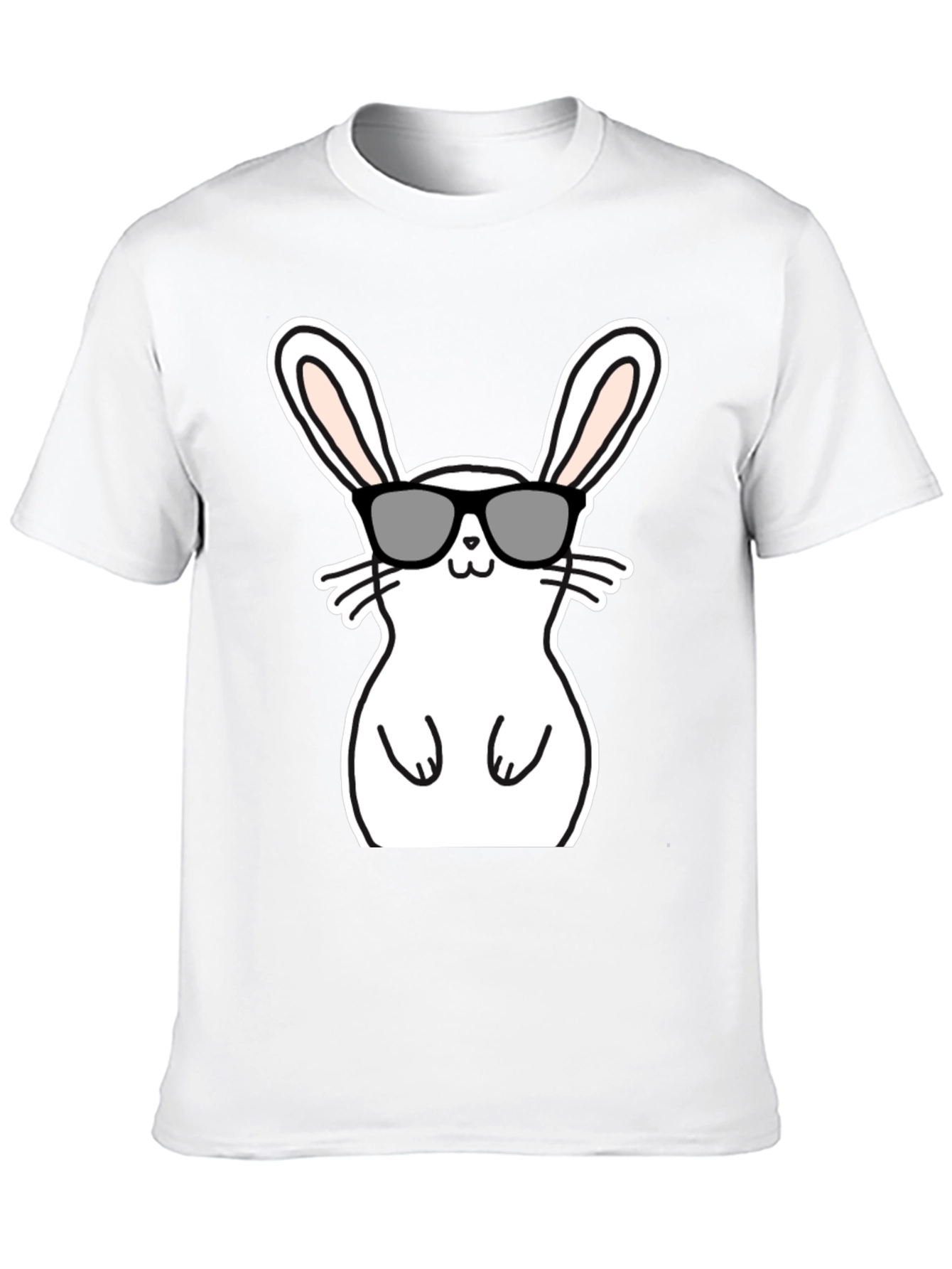 Black Cool Bunny Graphic Tee - Black Cotton Blend view 10