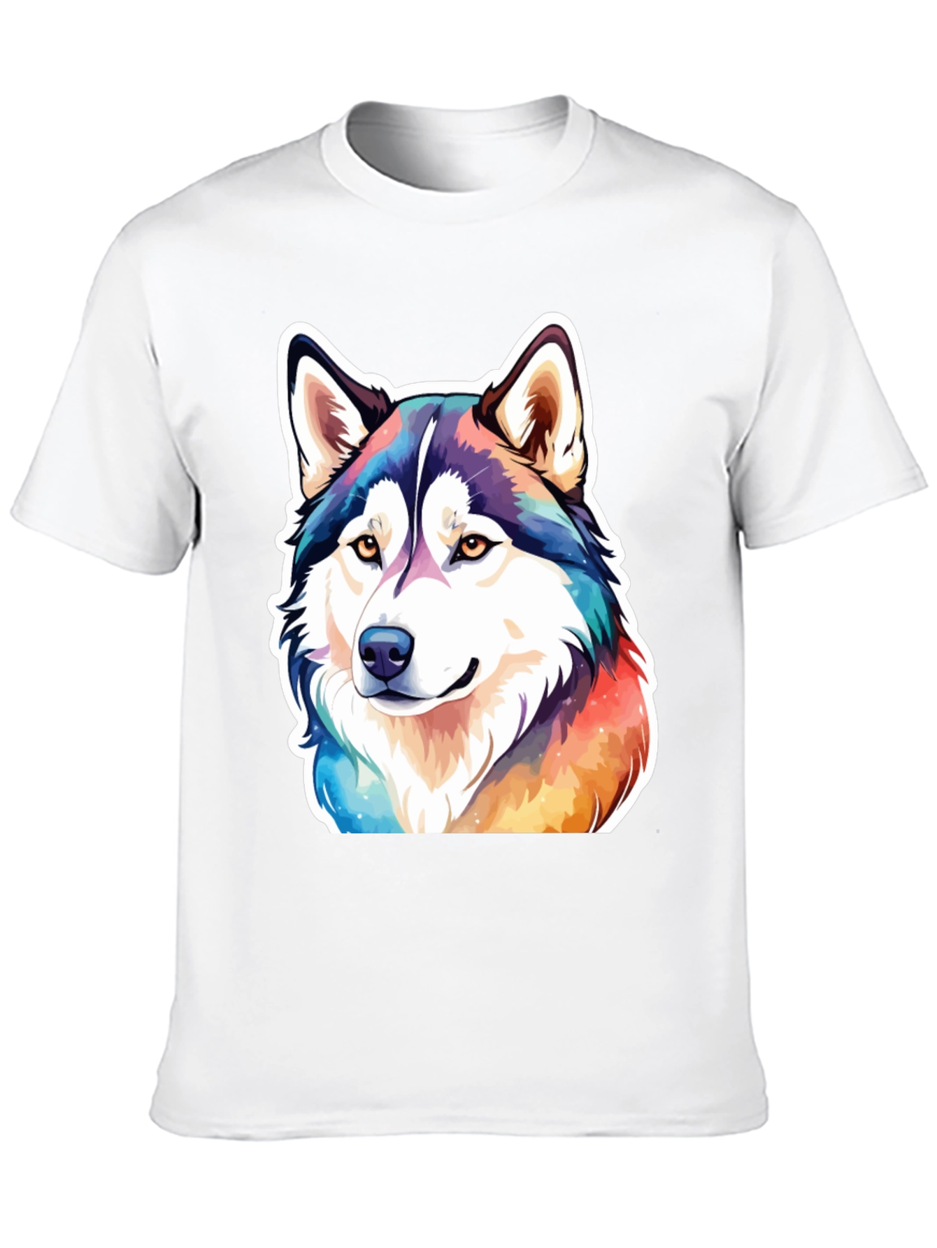 Black Husky Dog Colorful T-Shirt view 10
