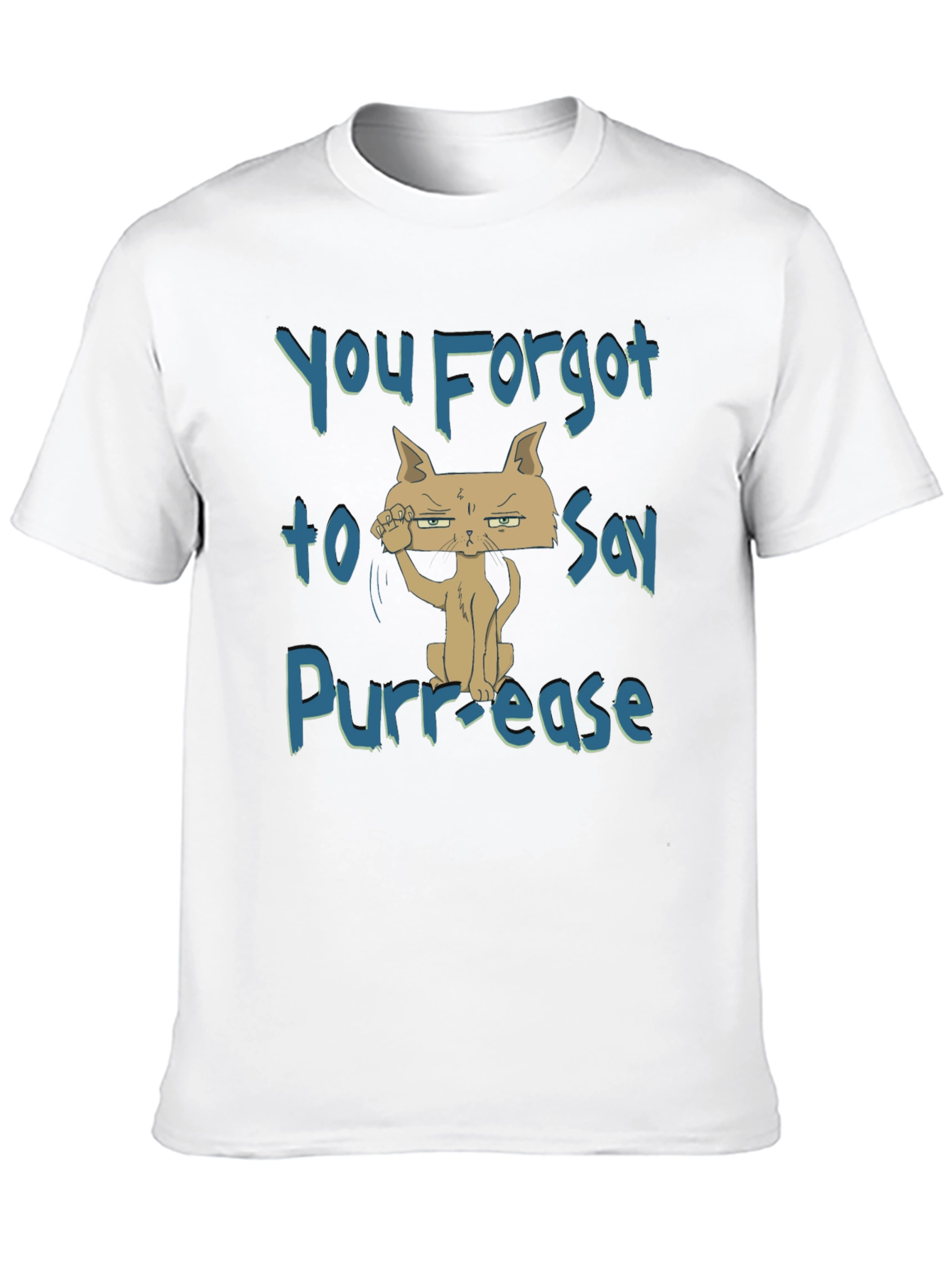 Black Funny Cat T-Shirt: You Forgot to Say Purr-ease! view 10