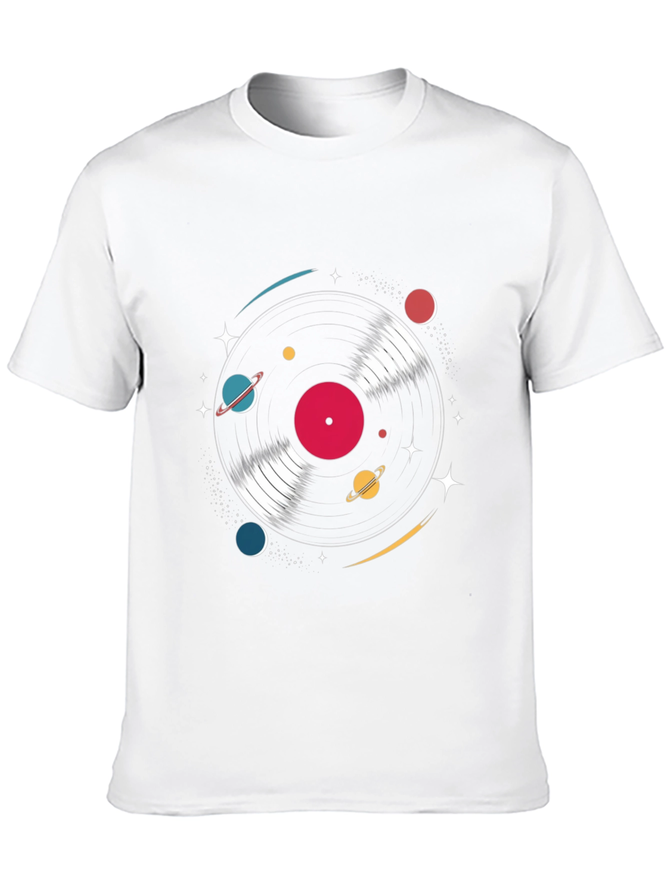 Black Retro Vinyl Record Space T-Shirt view 10