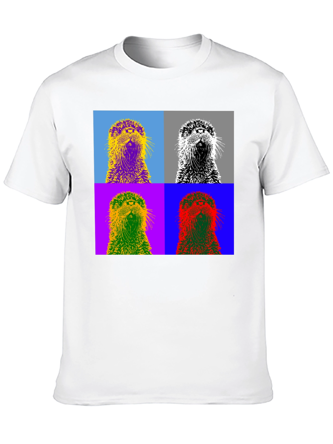 Black Pop Art Otter Graphic Tee - Black Cotton T-Shirt view 10