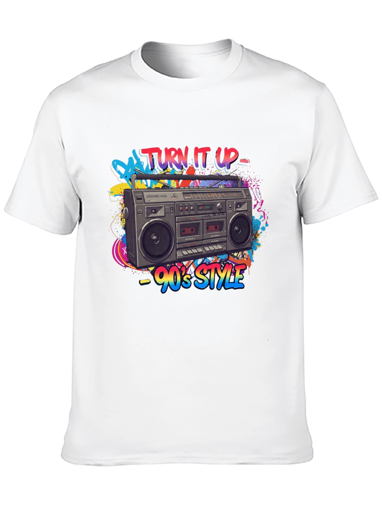 Black 90's Style Boombox Graphic Tee - Turn It Up! view 10