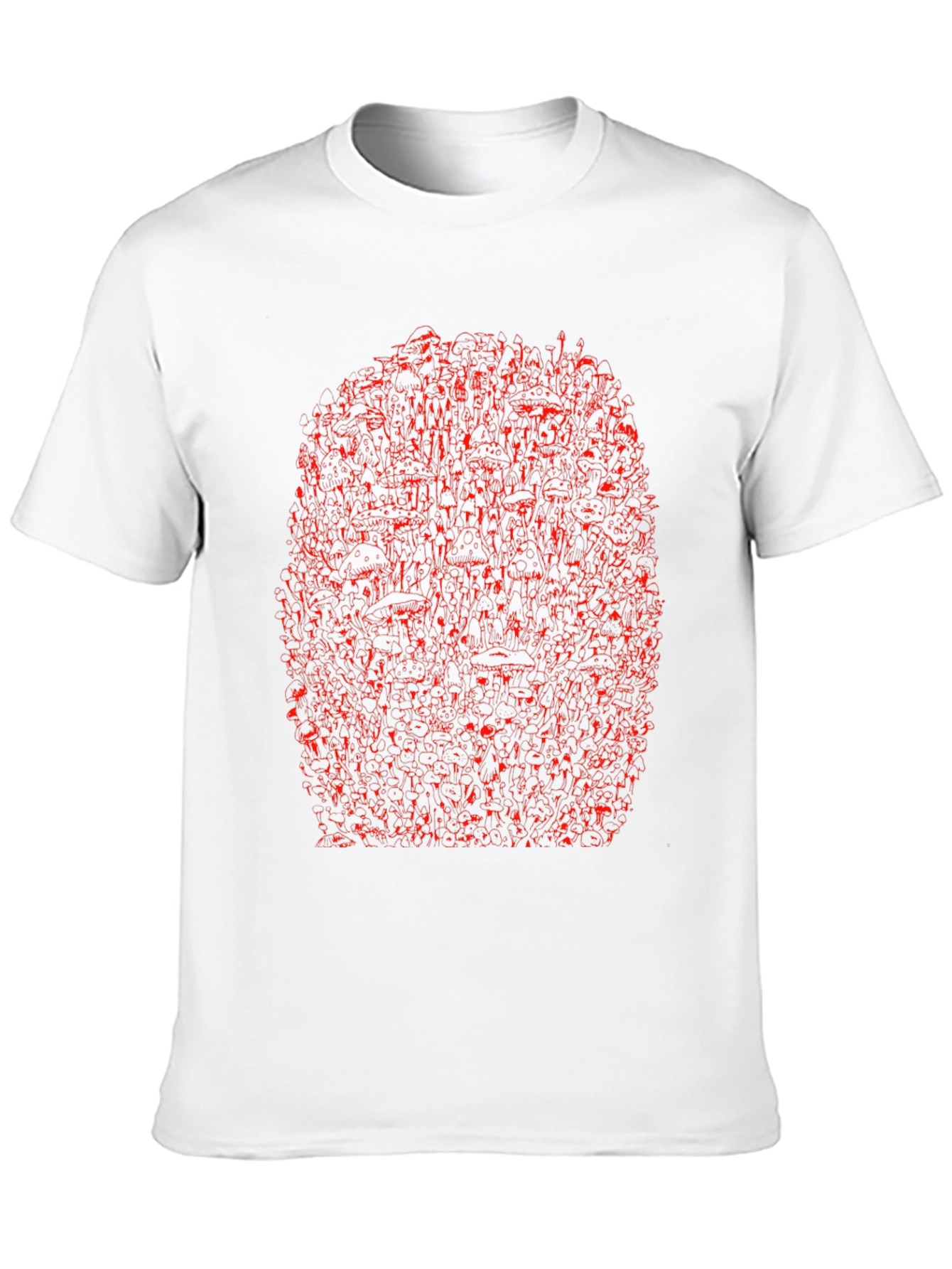Unique Red Abstract Print Black Crewneck T-Shirt - 10