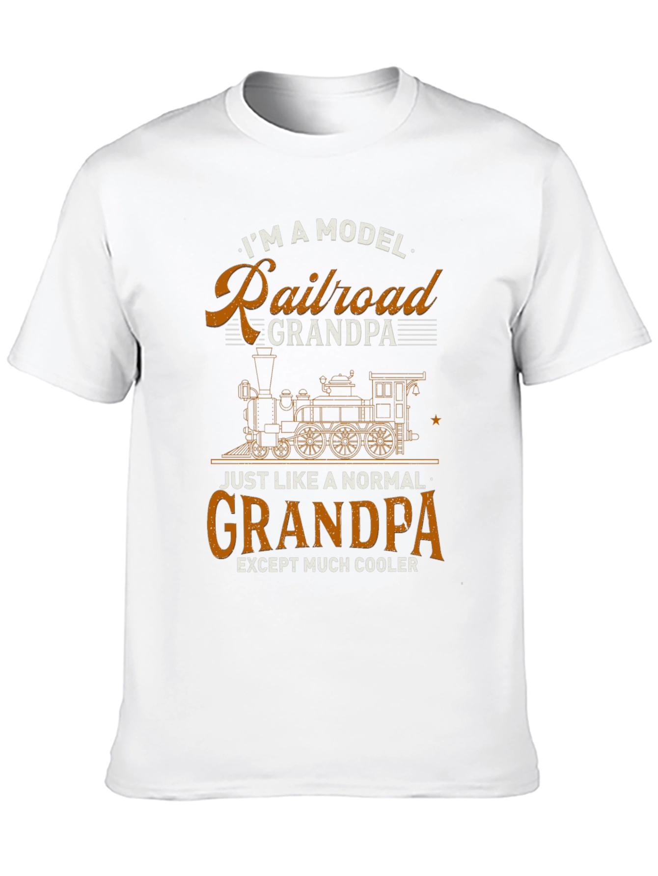 Black Model Railroad Grandpa Novelty T-Shirt view 10