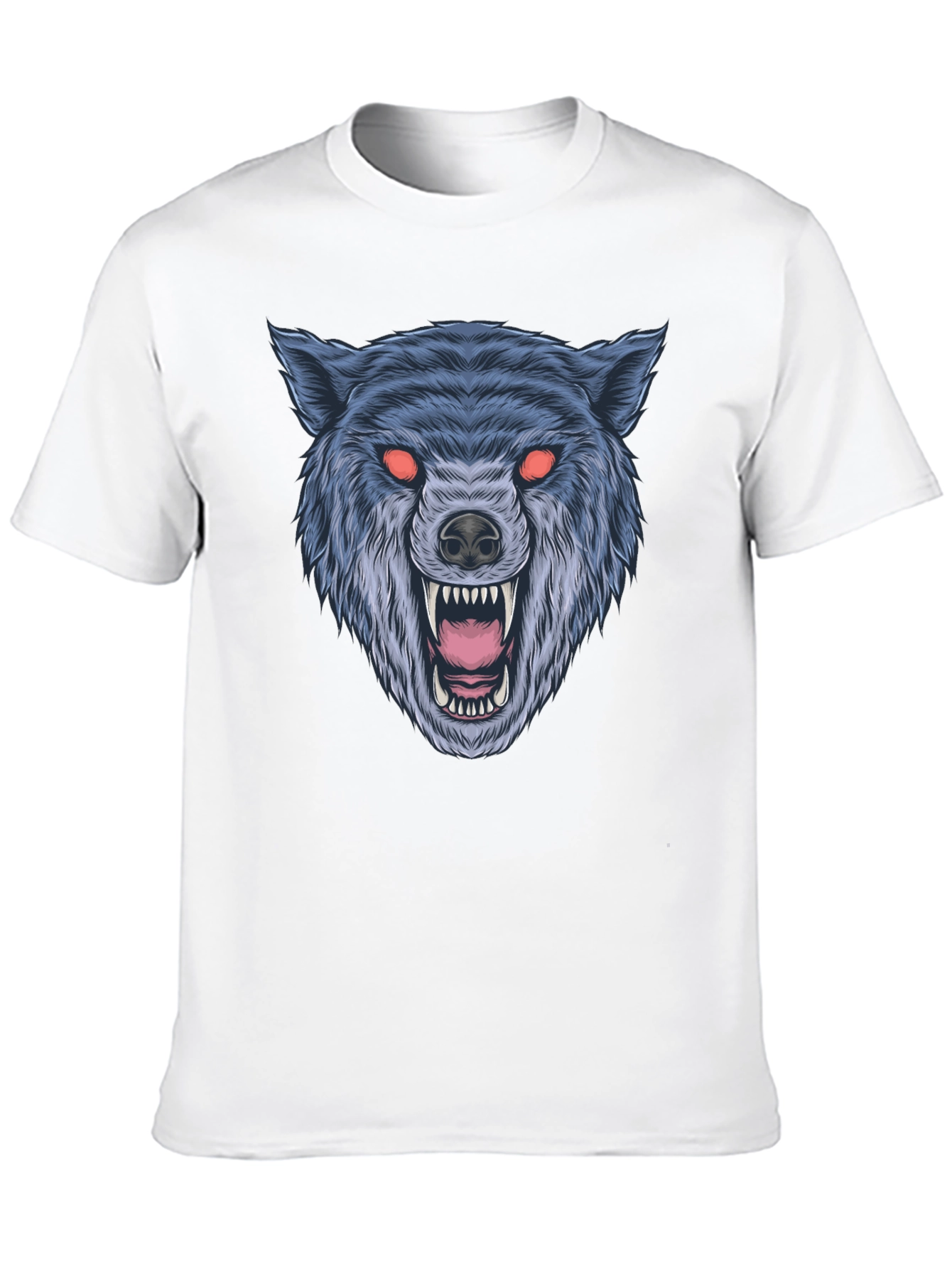 Black Men's Black Wolf Graphic T-Shirt view 10