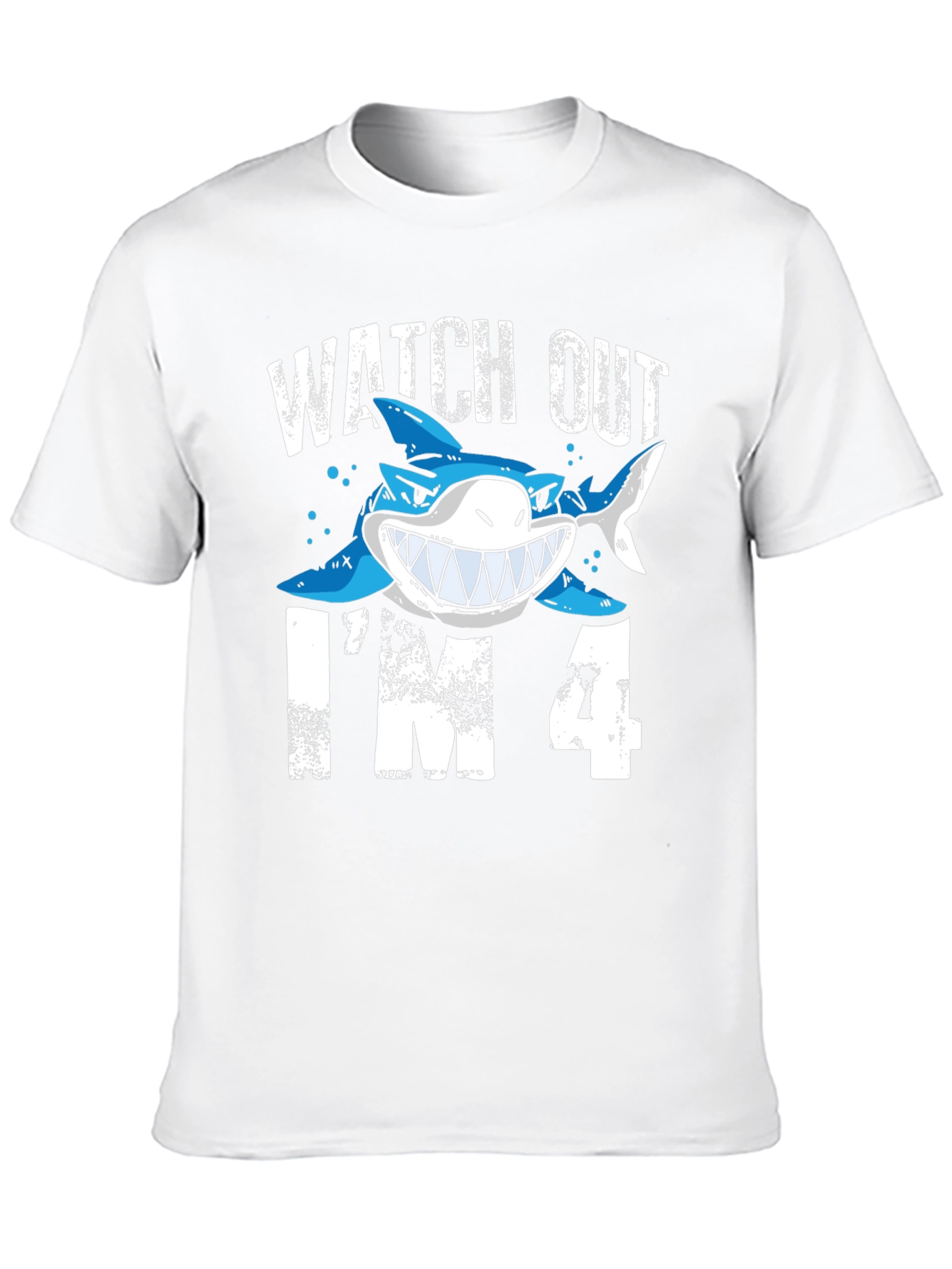 Black Watch Out I'm 4 Shark Birthday T-Shirt view 10