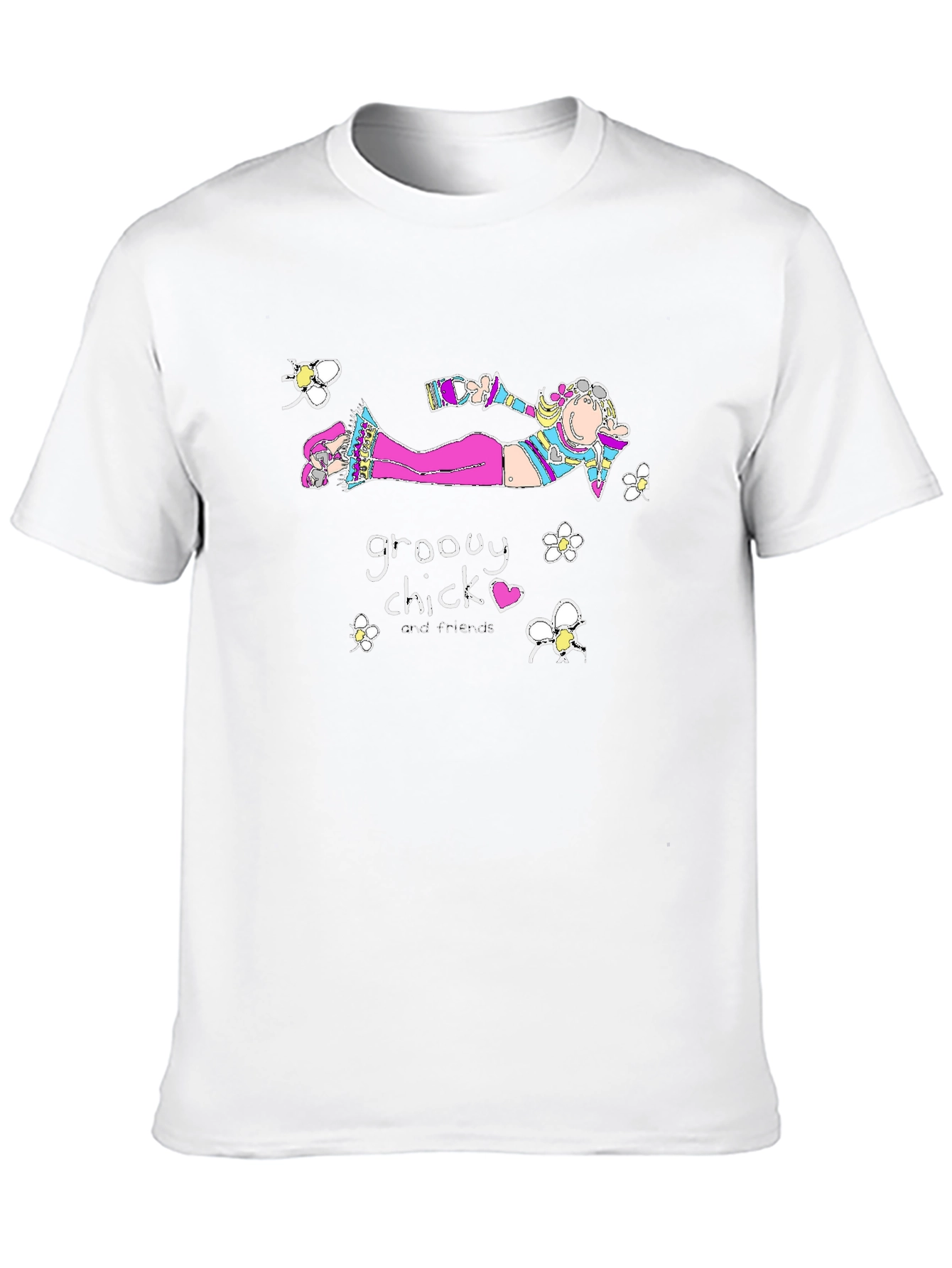 Black Groovy Chick Tee - Quirky Cartoon T-Shirt view 10