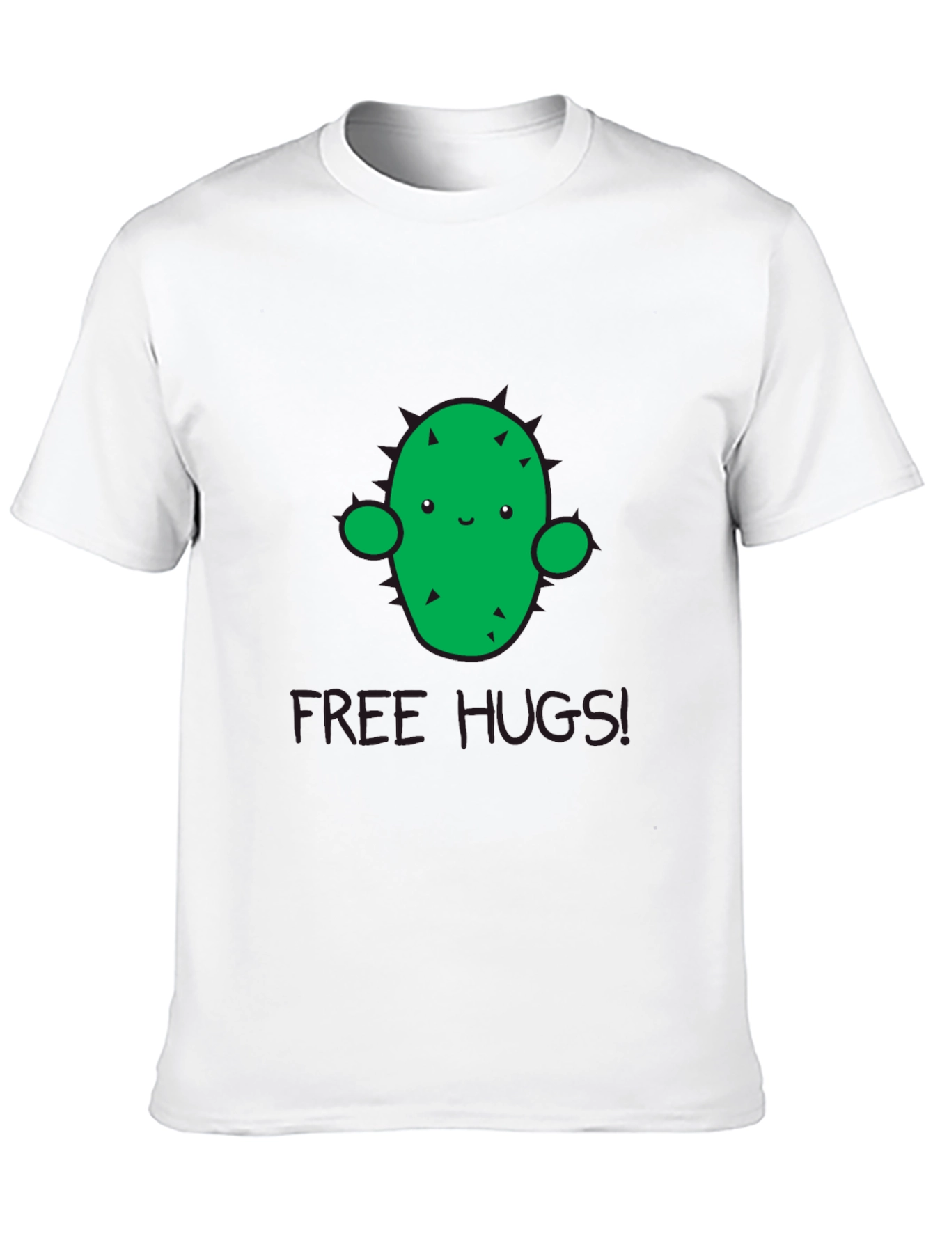 Black Cute Cactus 'Free Hugs' Graphic T-Shirt - Unisex view 10