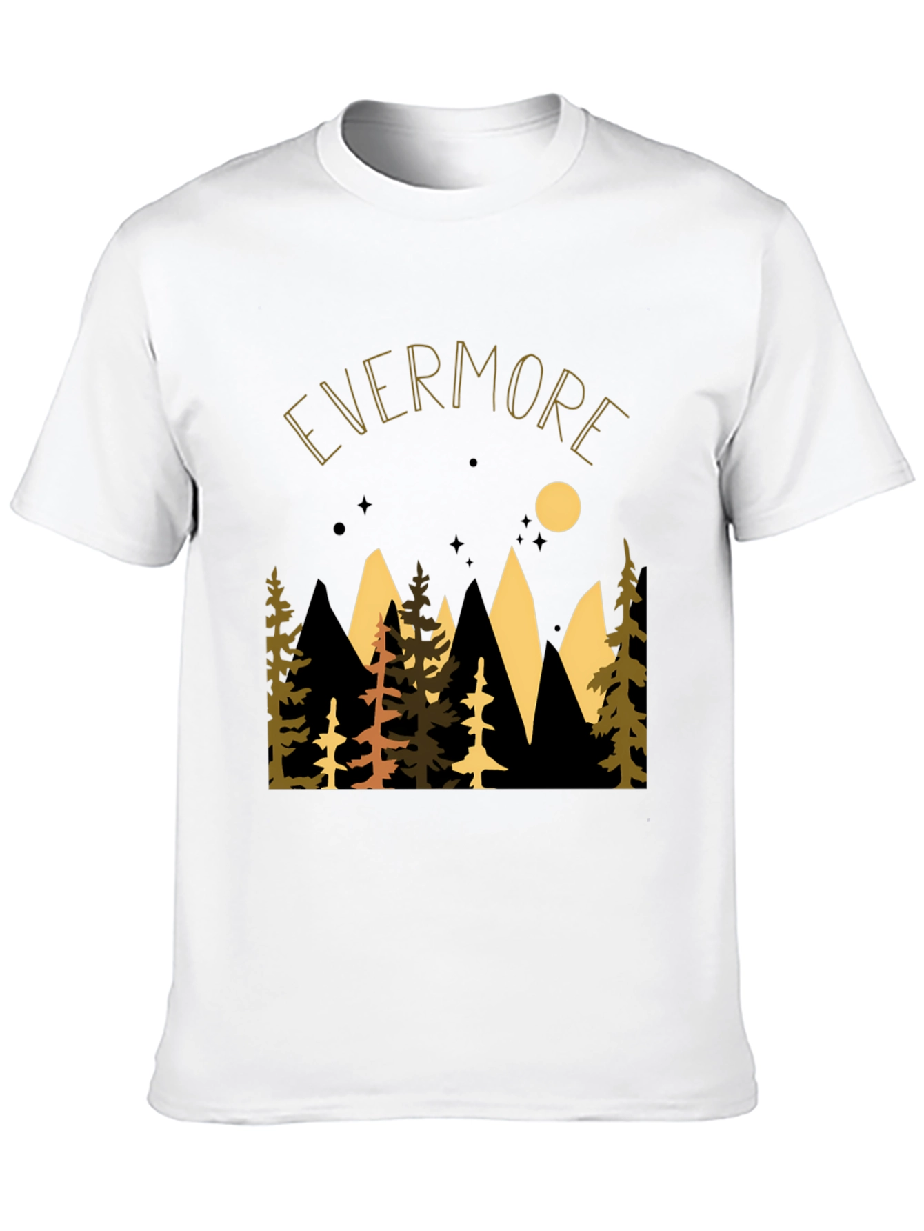 Black Evermore Forest Graphic Tee - Nature Inspired Unisex T-Shirt view 10