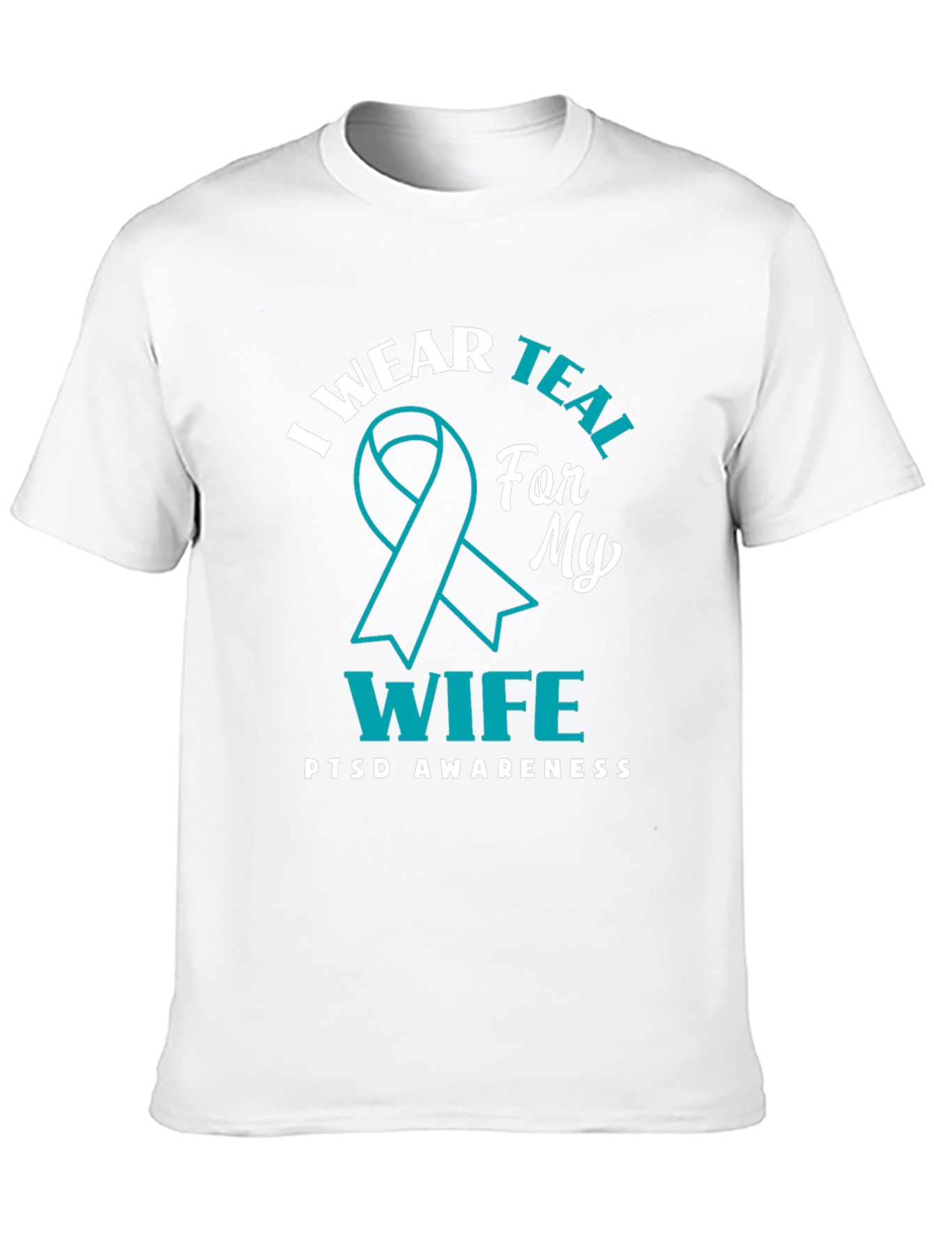 Black PTSD Awareness T-Shirt: I Wear Teal For My Wife view 10