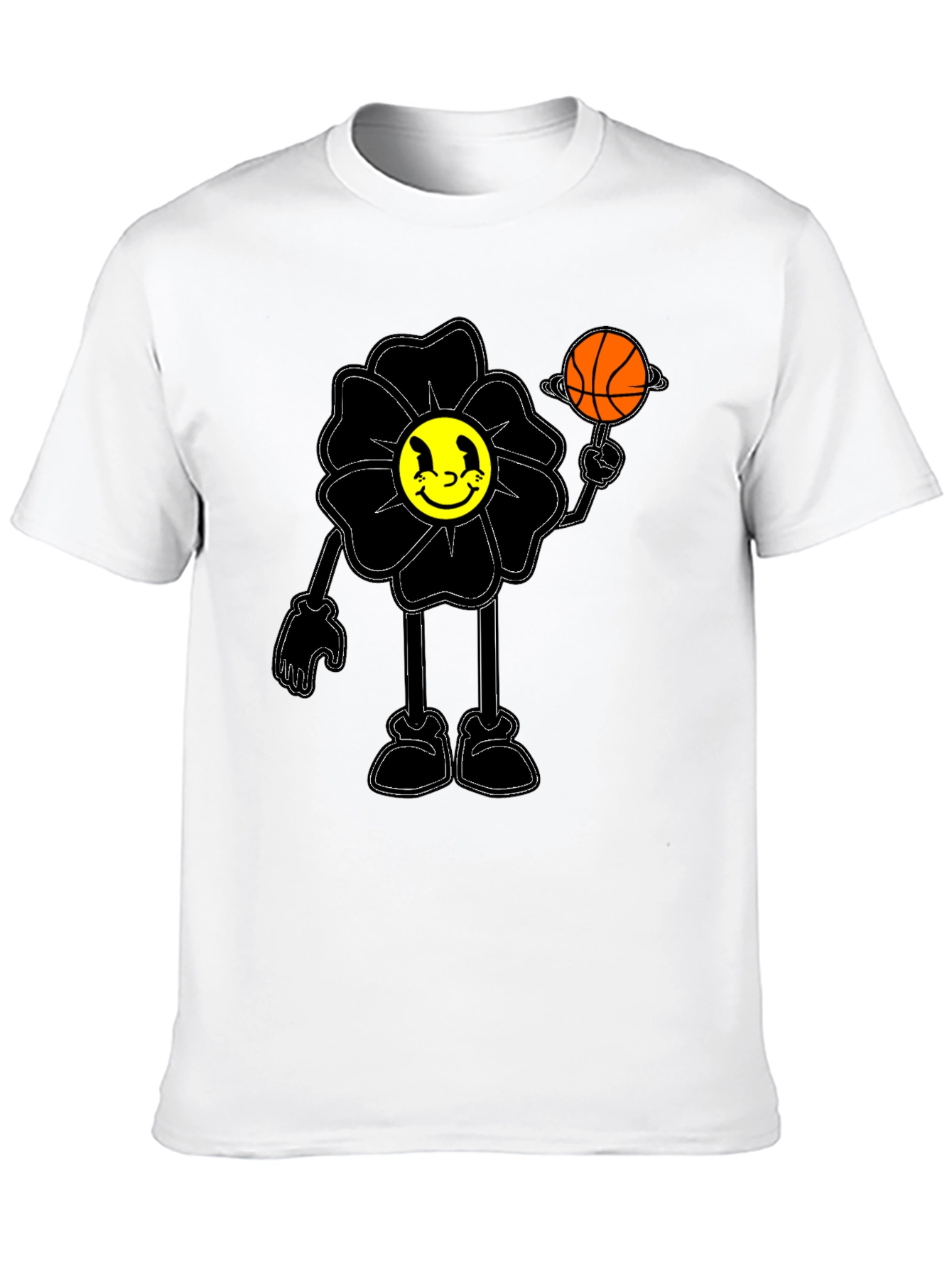 Black Smiley Flower Graphic Tee - Trendy Black T-Shirt view 10