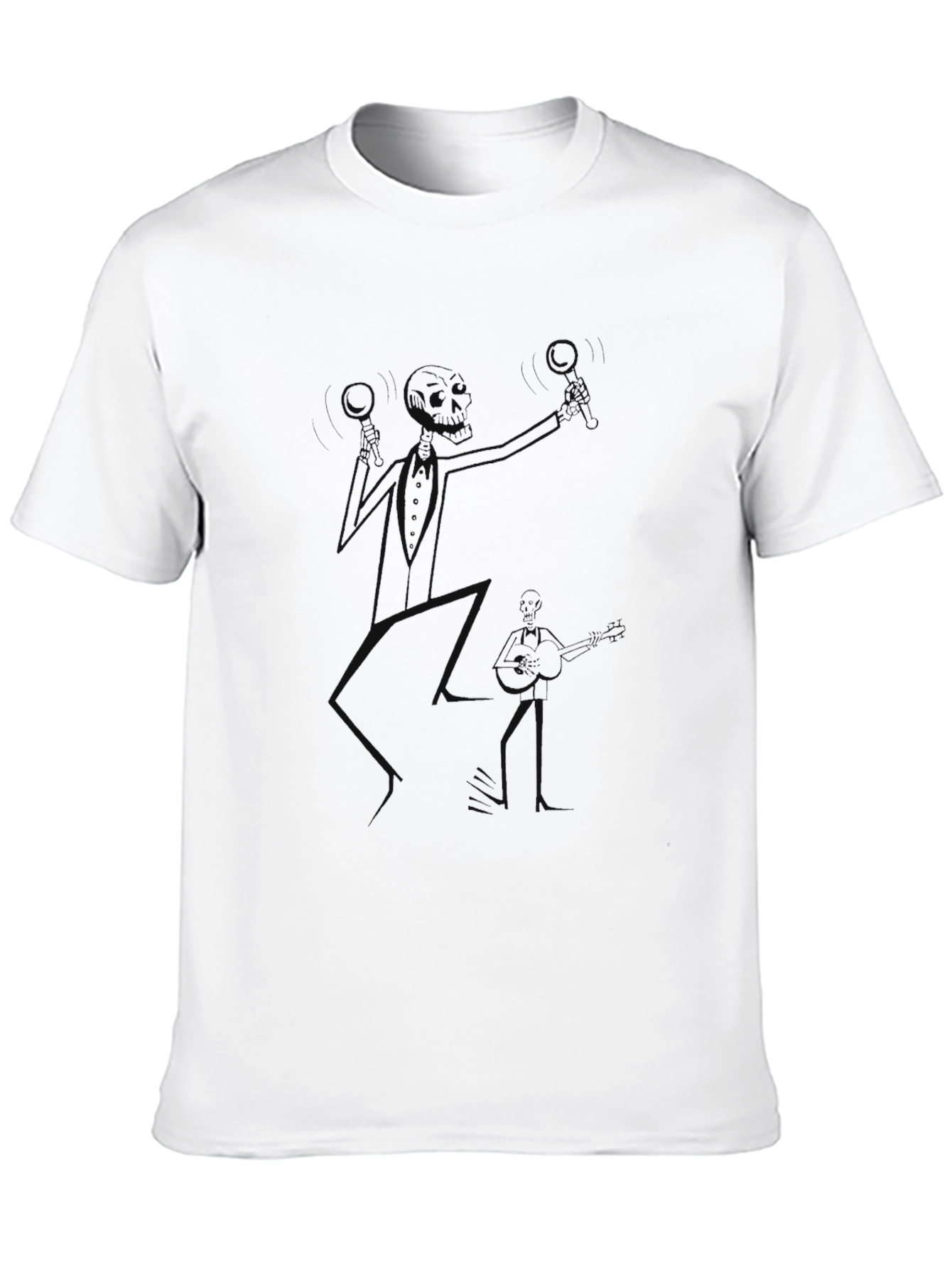 Black Men's Black Graphic Tee - Juggling Skeleton Design view 10