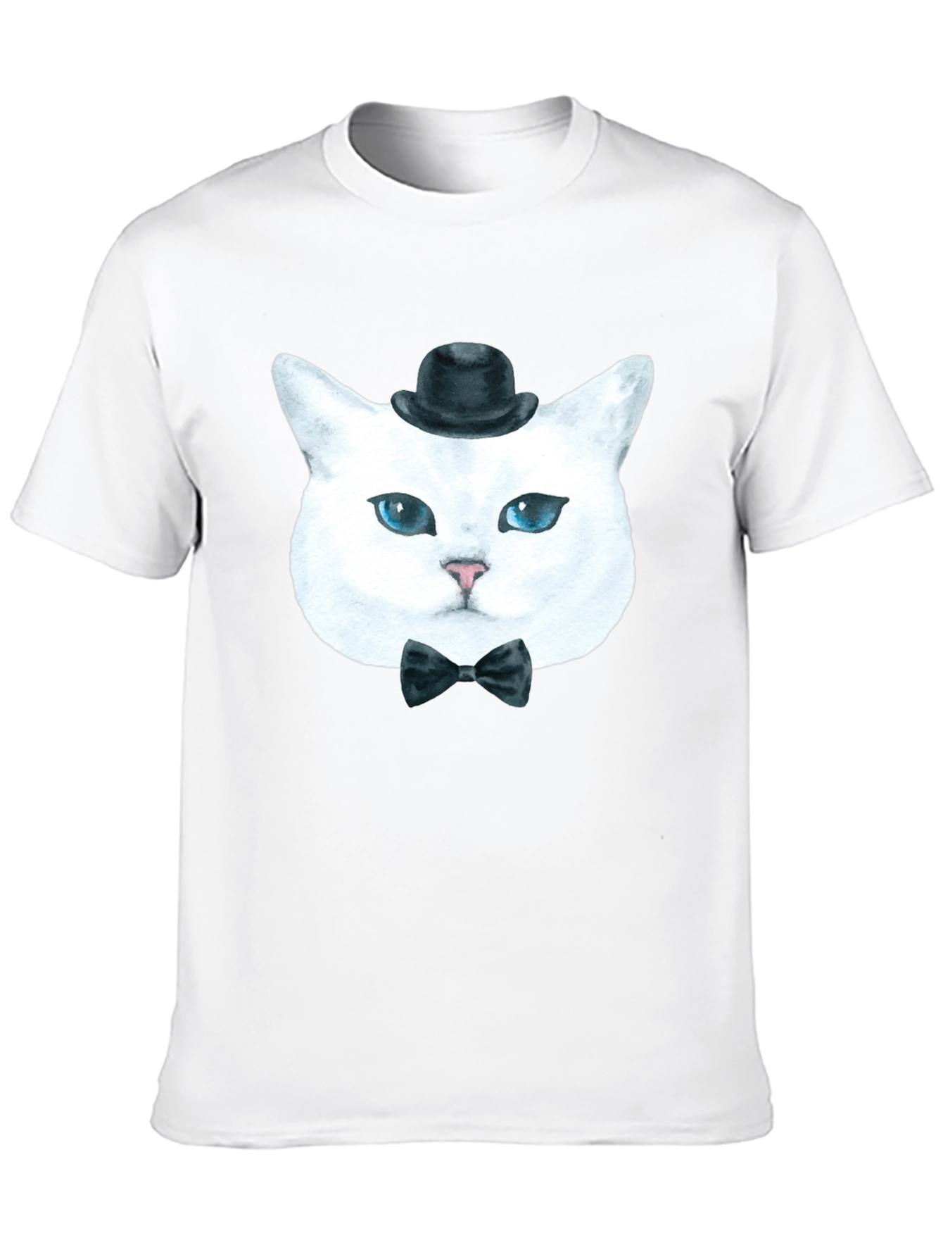 Black Dapper Cat T-Shirt: Classy Feline in Bow Tie & Hat view 10