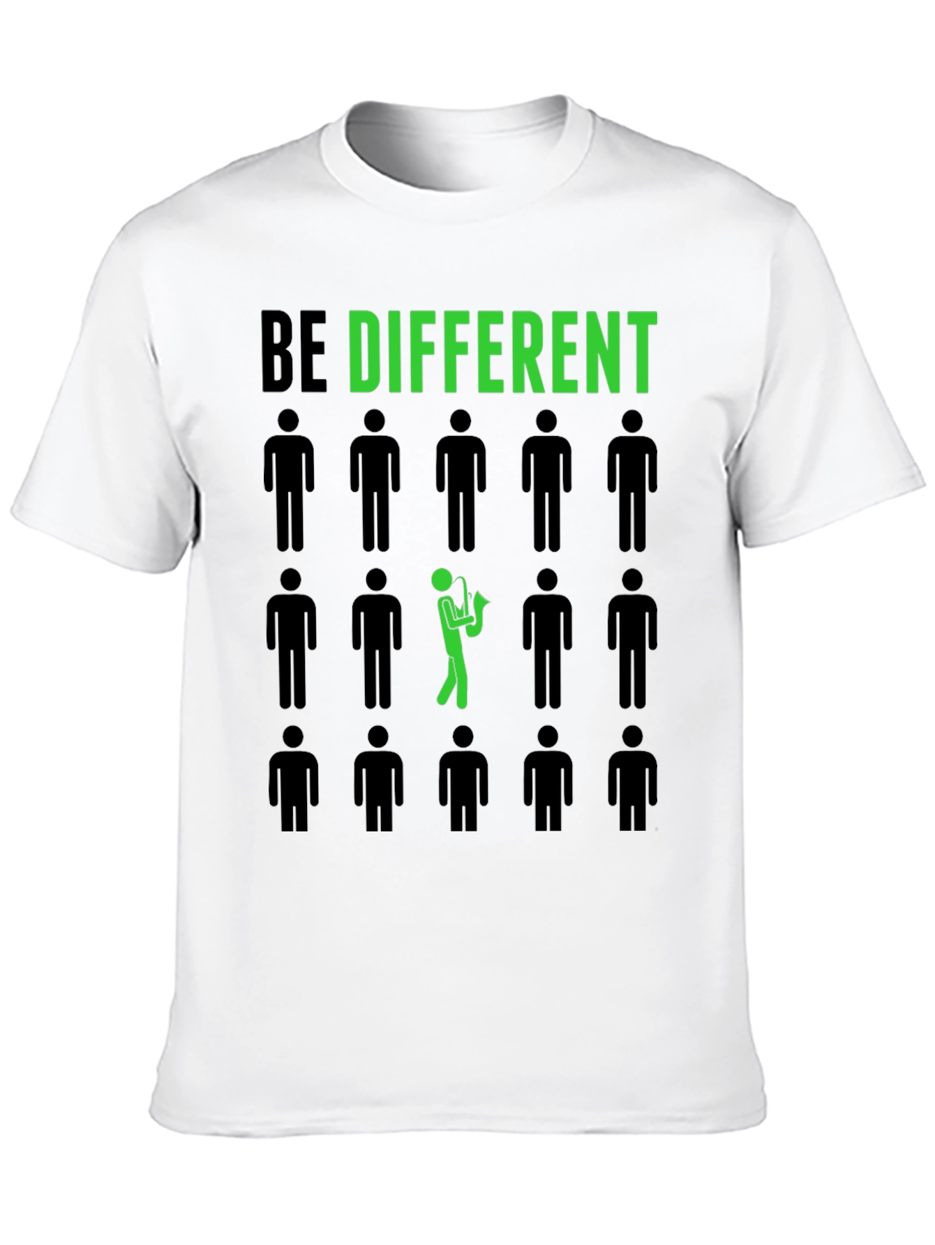 Black Be Different Saxophone Graphic Tee - Black Cotton Shirt view 10