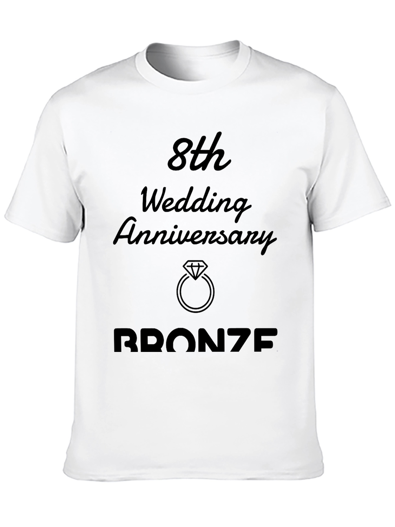 Black 8th Wedding Anniversary Bronze T-Shirt view 10