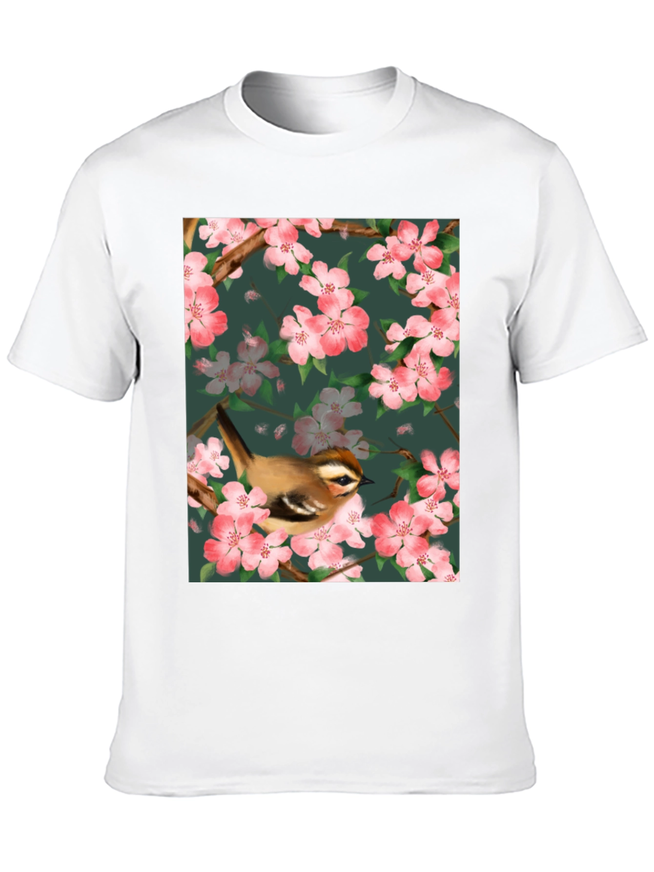 Black Bird & Blossom Graphic Tee - Nature Lover's Shirt view 10