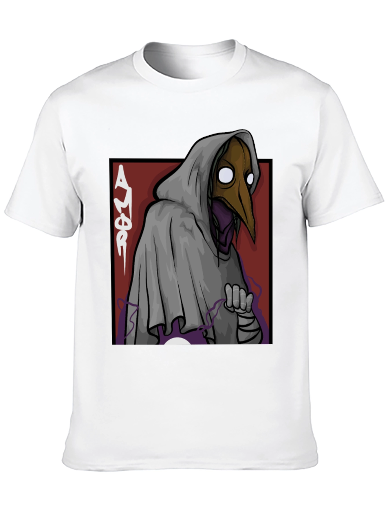 Black Plague Doctor Graphic Tee - Black Cotton T-Shirt view 10