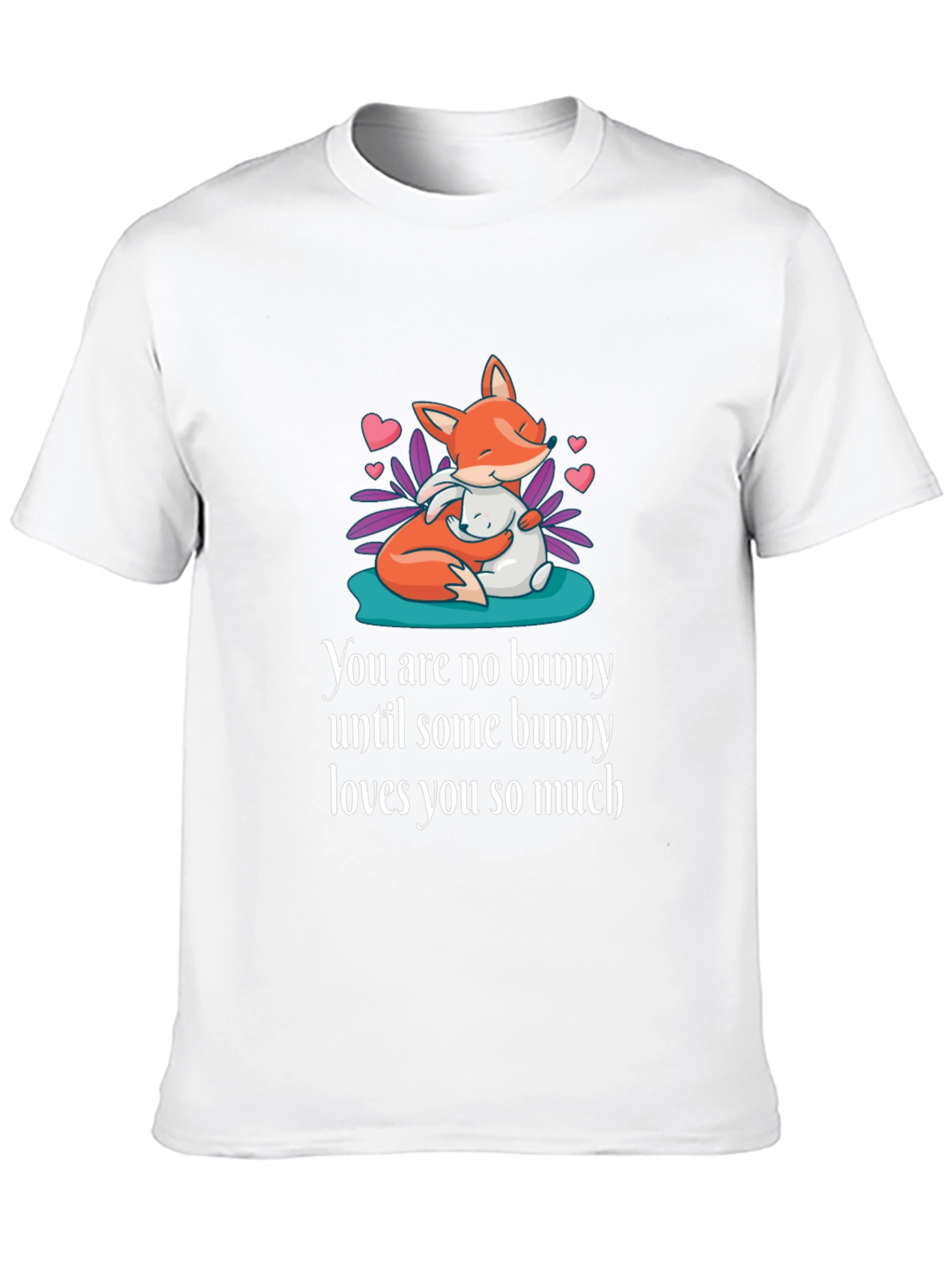 Black Cute Fox & Bunny Graphic T-Shirt - Unisex Soft Cotton Tee view 10