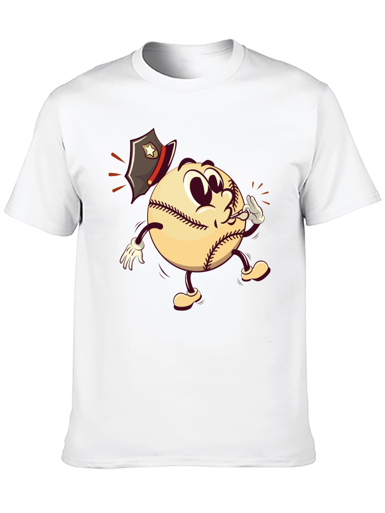 Black Cartoon Baseball Cop T-Shirt - Black view 10