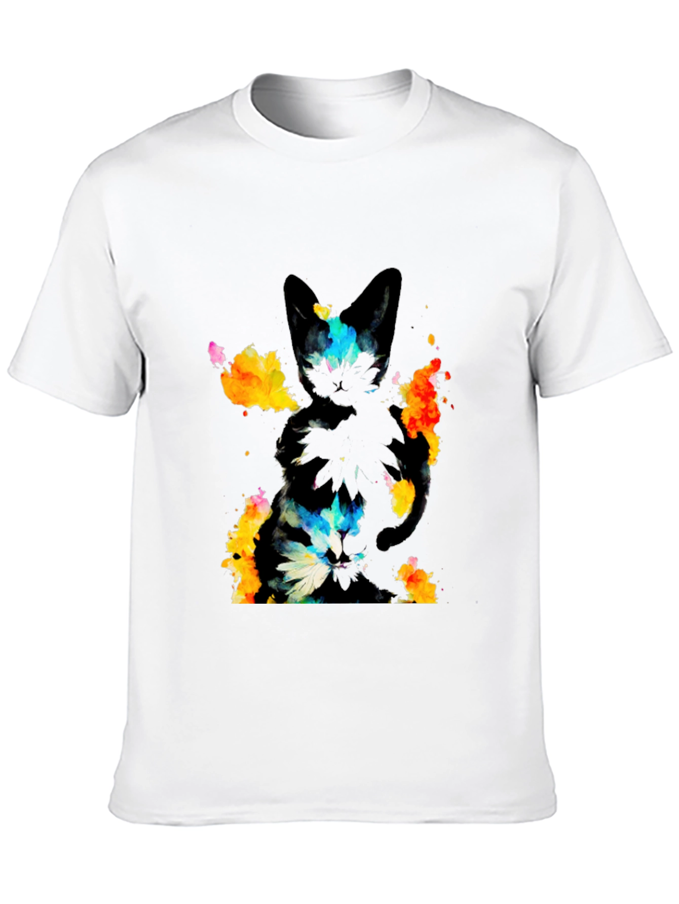 Black Abstract Cat Graphic Black T-Shirt view 10