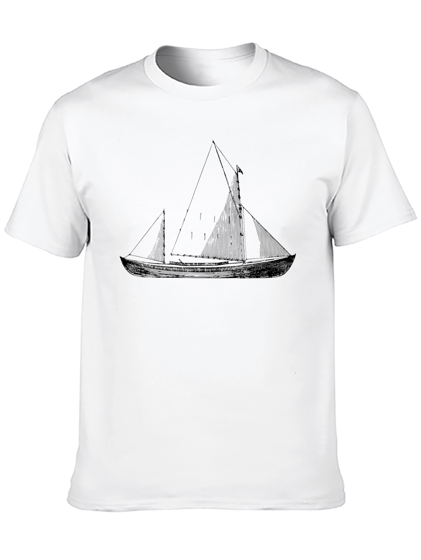 Black Nautical Sailboat Graphic Tee - Black Cotton T-Shirt view 10