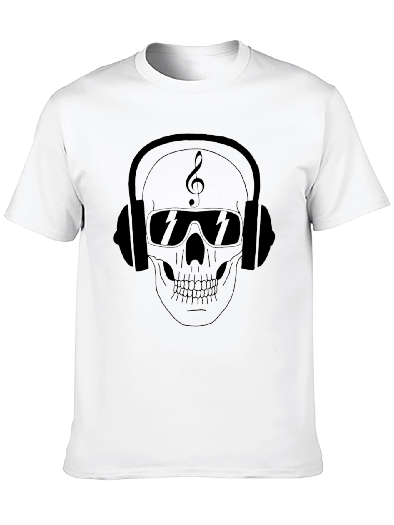 Black Skull with Headphones Graphic Tee view 10