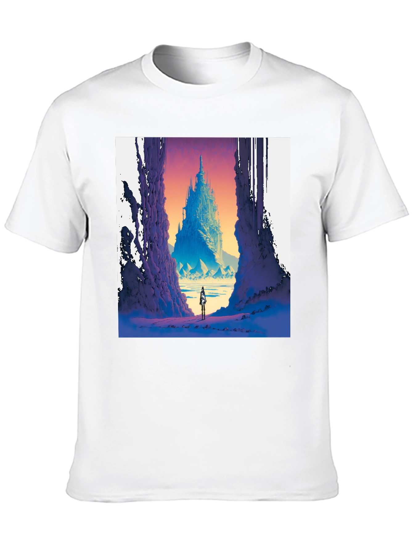 Black Fantasy Castle T-Shirt - Unique Graphic Tee view 10