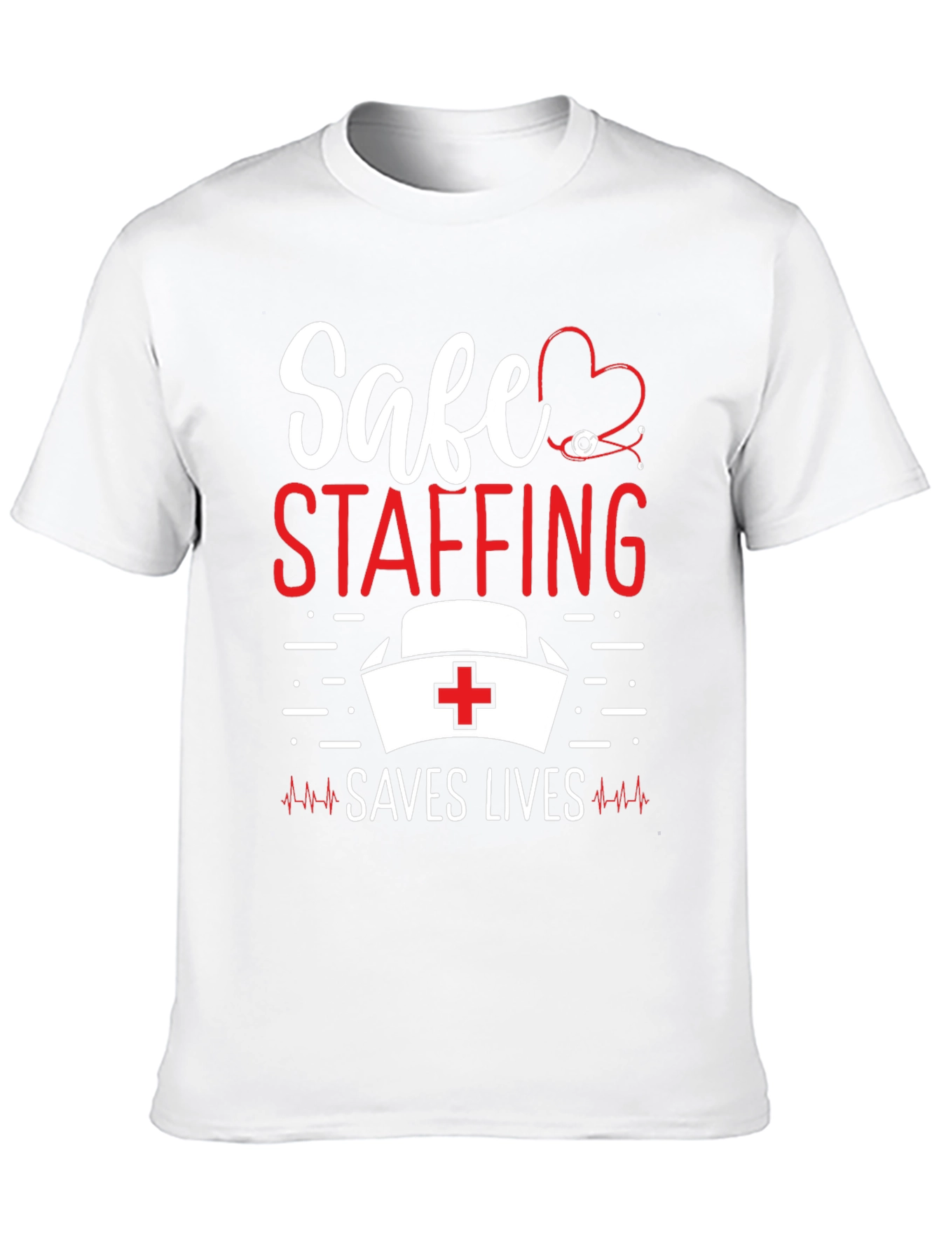 Black Safe Staffing Saves Lives Nurse T-Shirt view 10