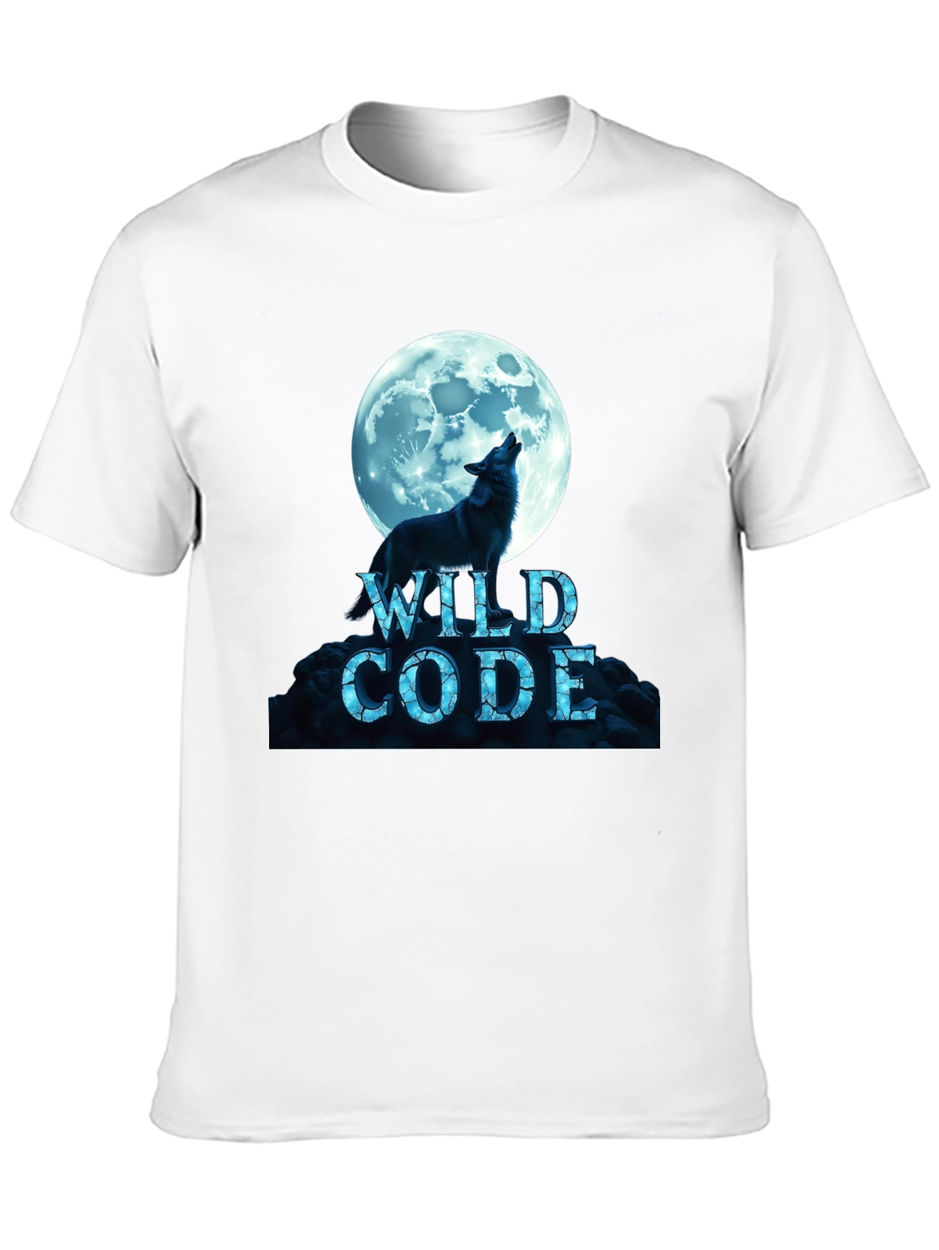 Black Wild Code Wolf Moon Black T-Shirt view 10