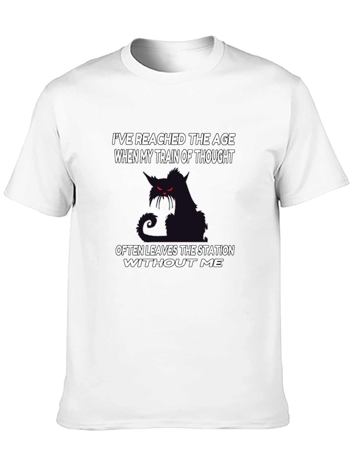 Black Funny Cat T-Shirt: Train of Thought view 10