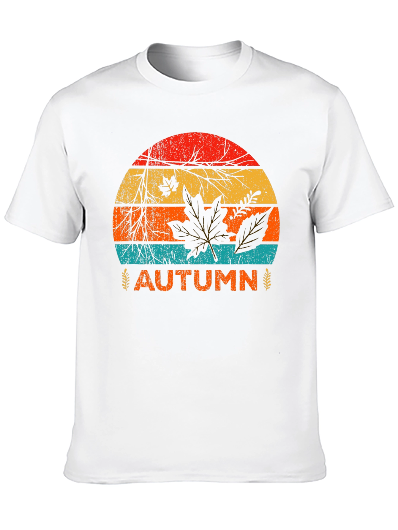 Black Retro Autumn Leaves Graphic Tee - Black view 10