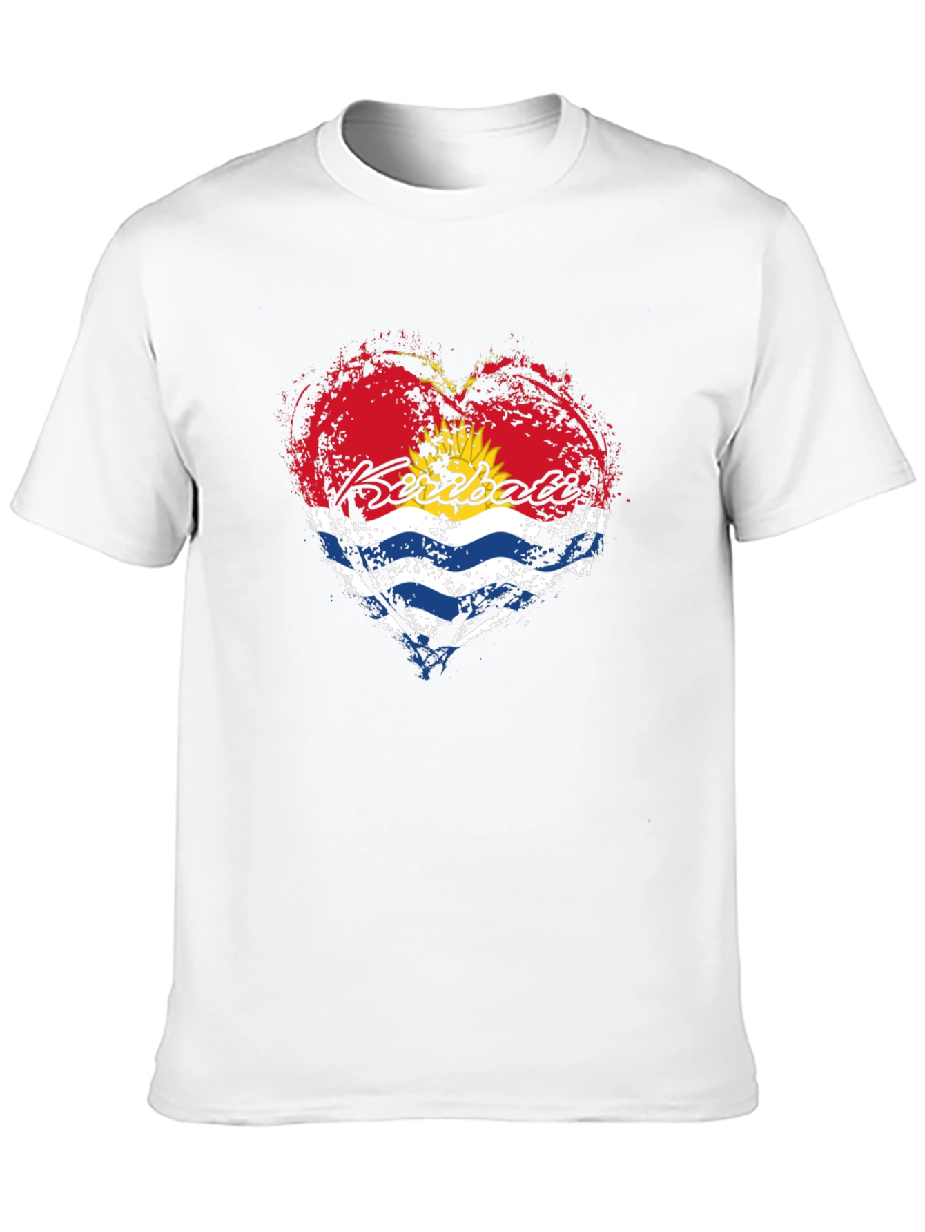 Black Kiribati Flag Heart T-Shirt - Black Graphic Tee view 10