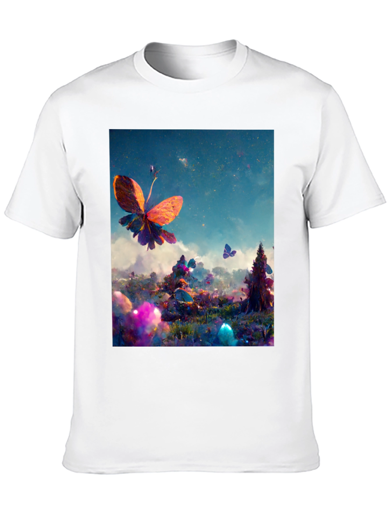 Black Butterfly Fantasy Graphic Tee - Black Cotton Blend view 10
