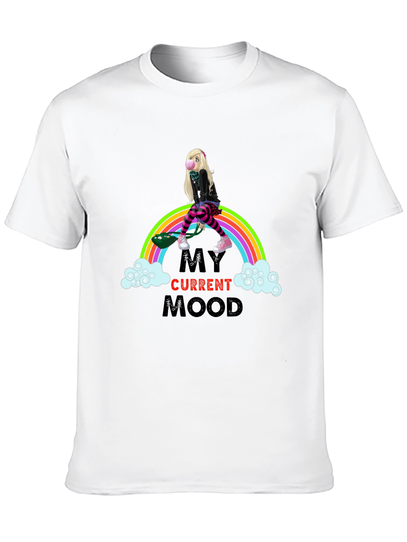 Black My Current Mood Rainbow Skateboard T-Shirt view 10