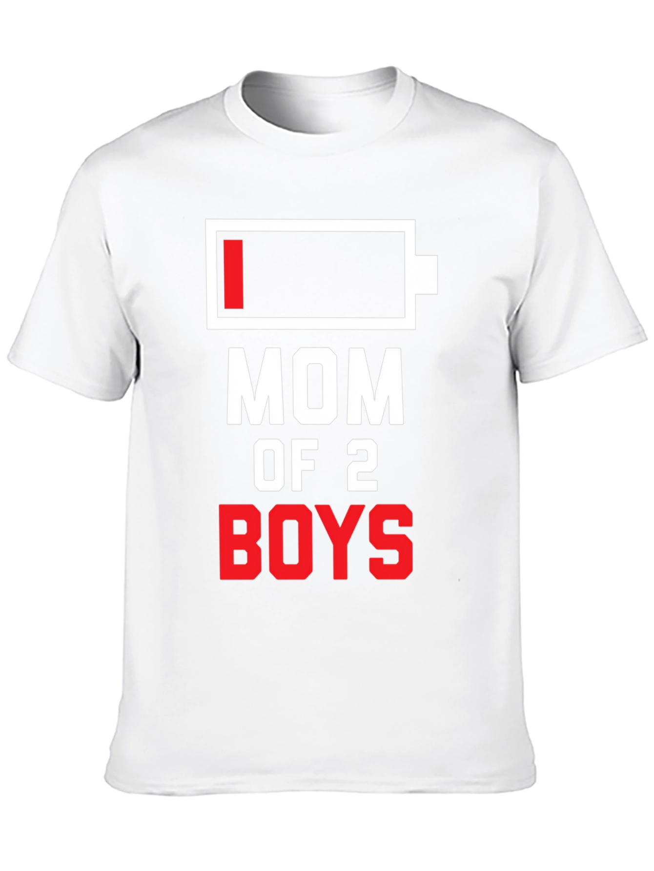 Mom of 2 Boys Low Battery Black T-Shirt - 10