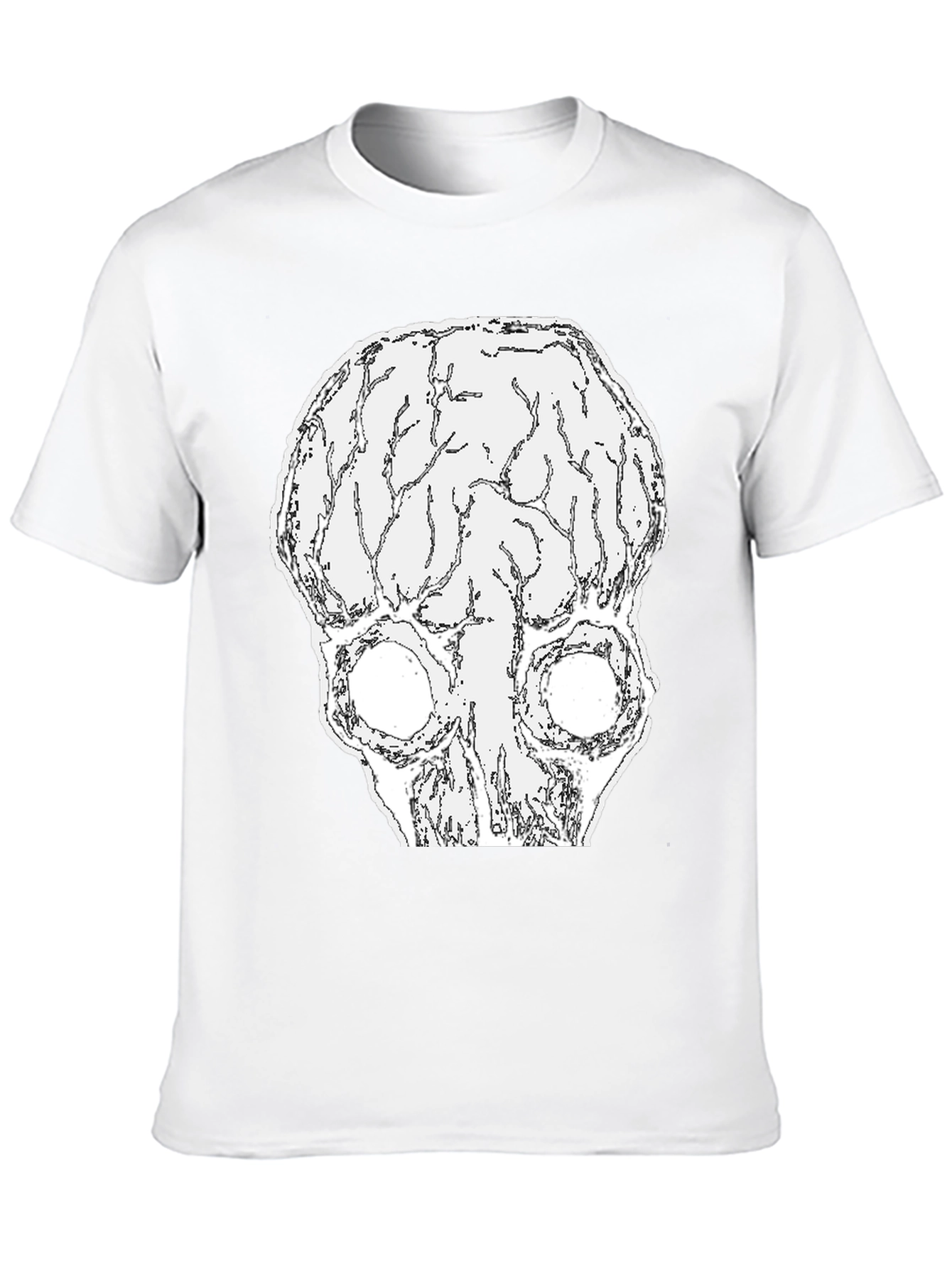 Black Brain Skull Graphic Tee - Black Cotton T-Shirt view 10