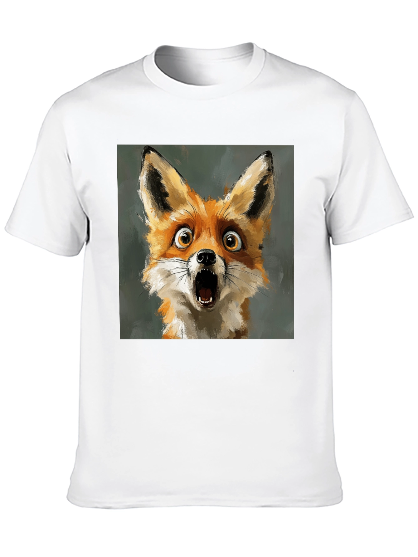 Black Surprised Fox Graphic Tee - Black Cotton T-Shirt view 10