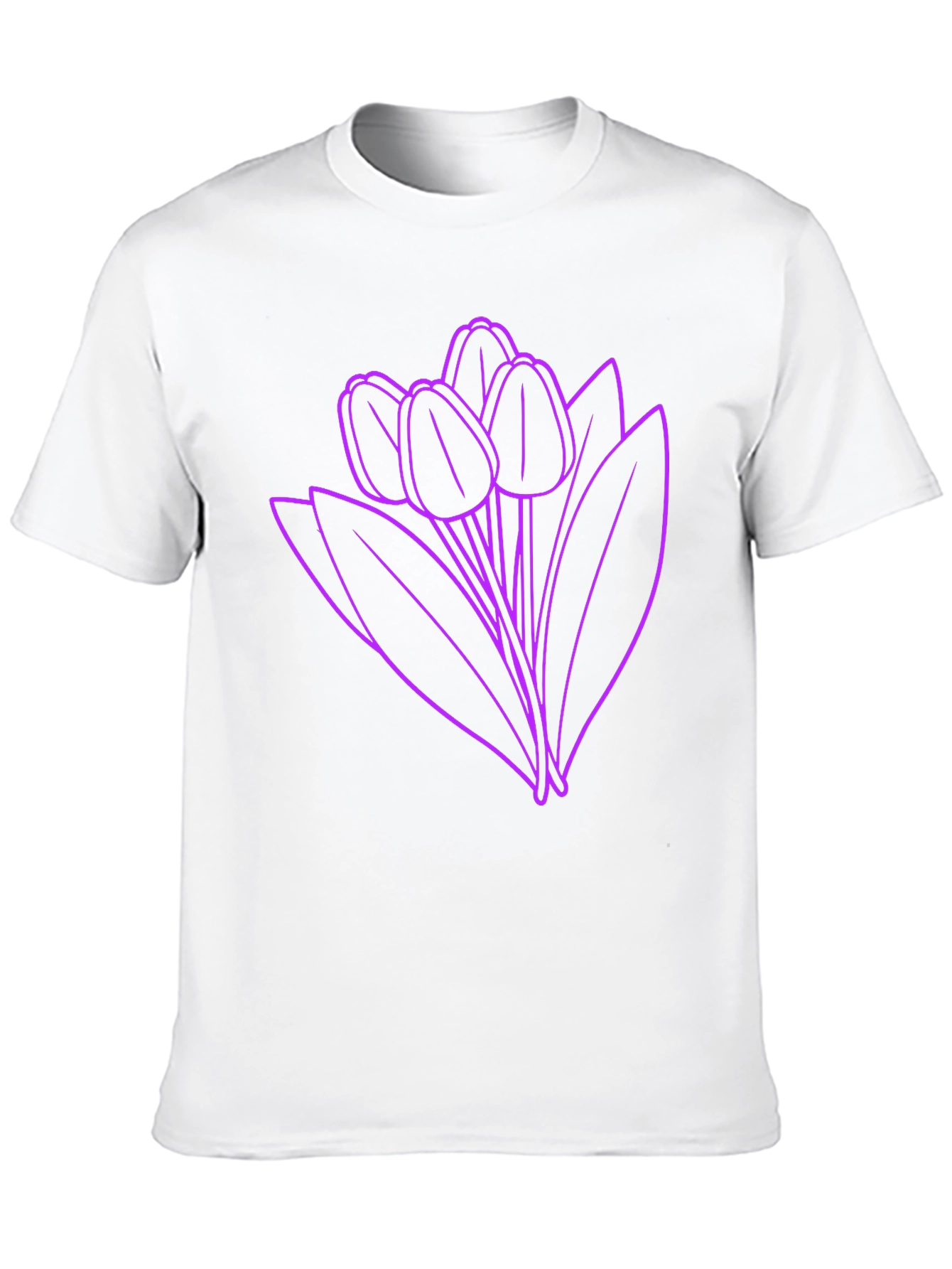 Black Floral Graphic Tee - Purple Tulips on Black view 10