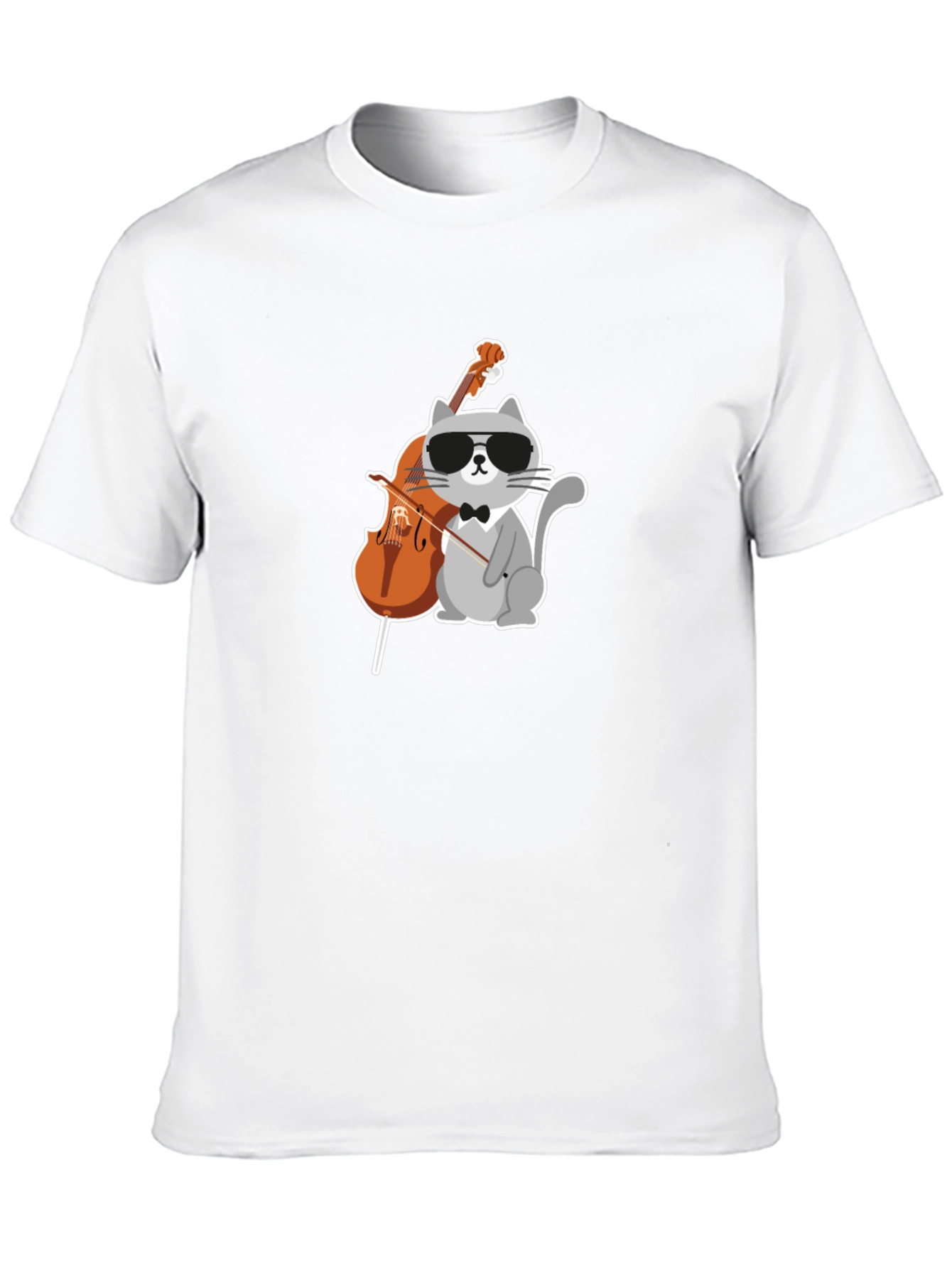 Black Cool Cat Cello Player Graphic Tee view 10