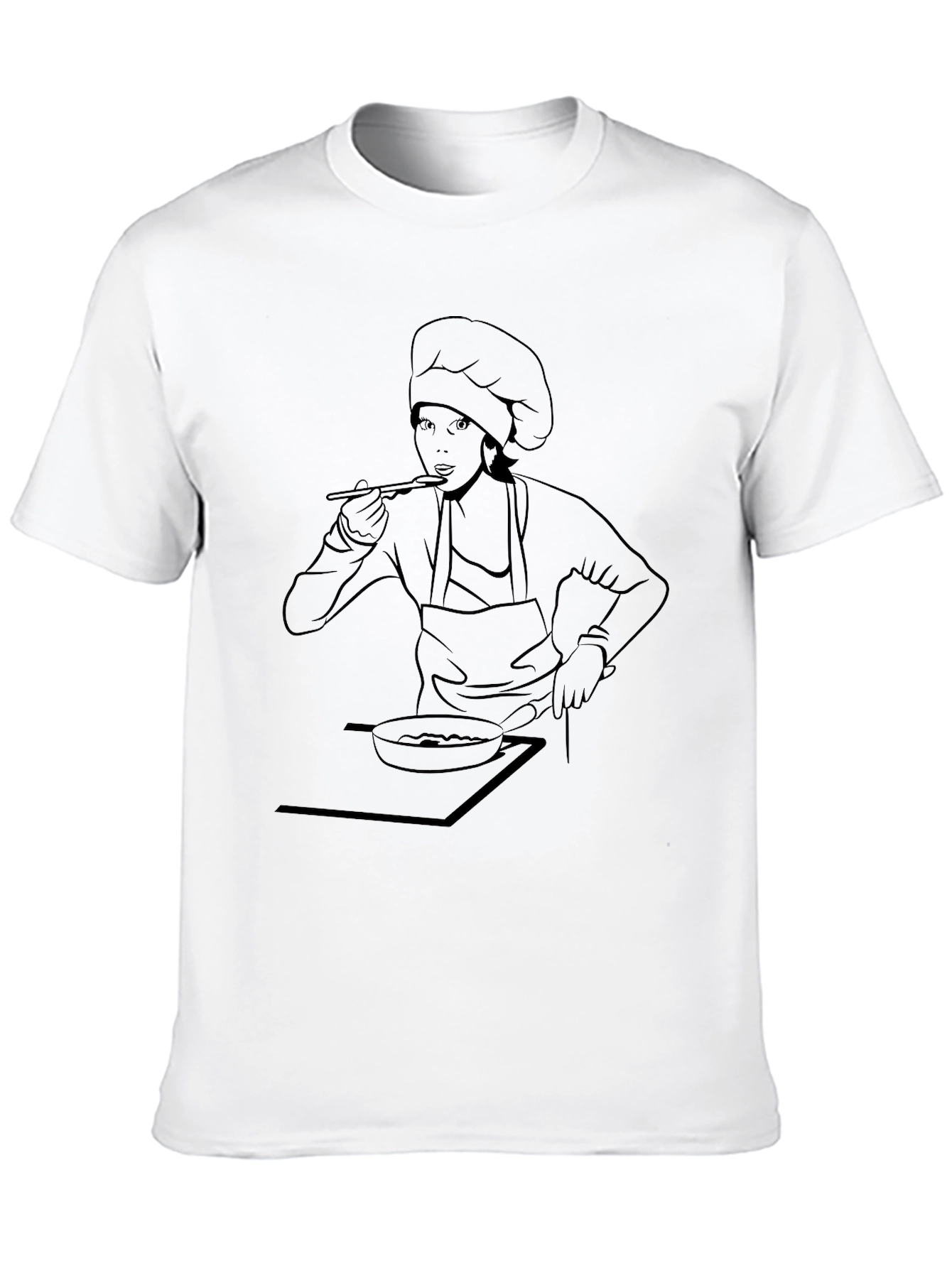 Black Chef Woman Line Art Graphic Tee - Black view 10